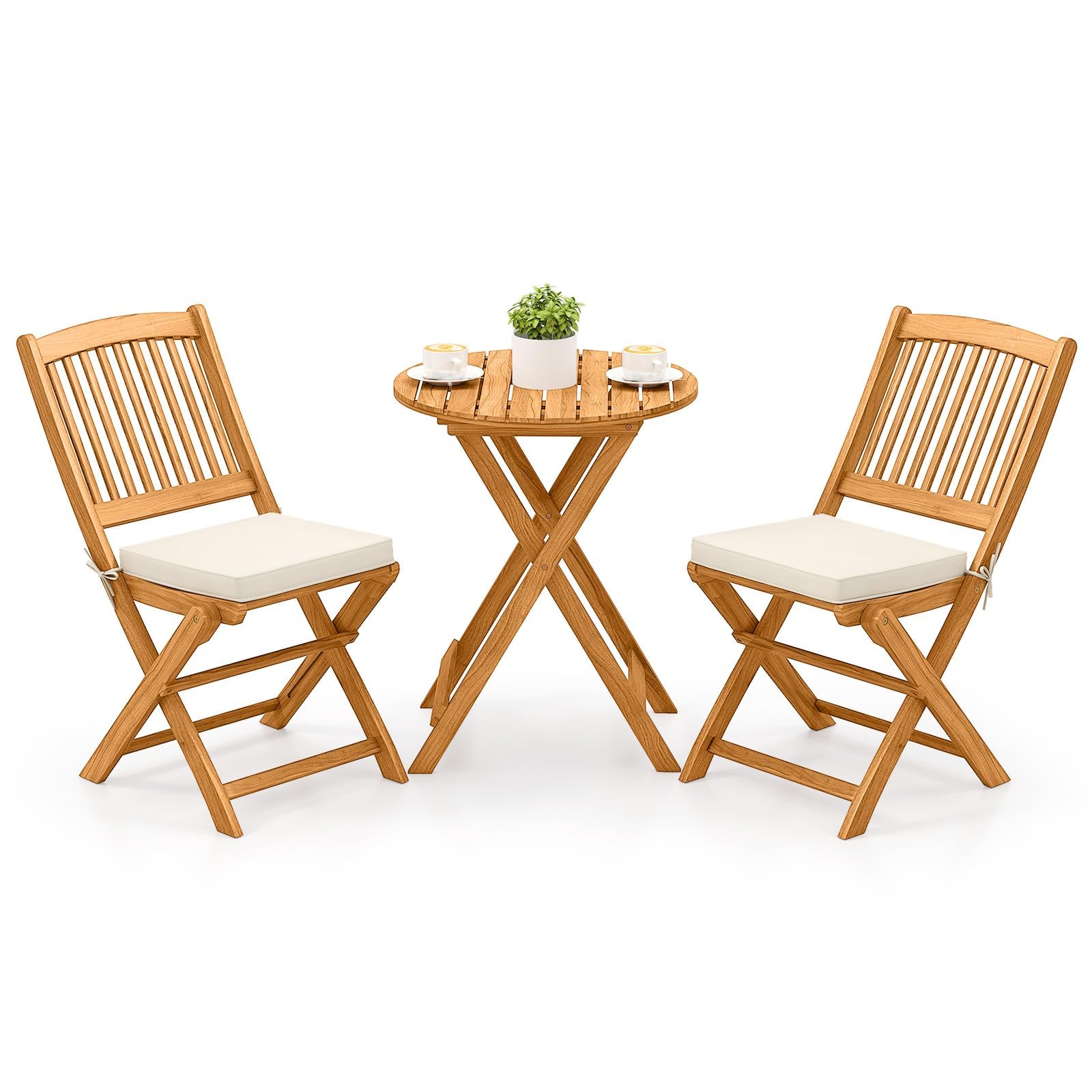 1787534347_5PYkBbJ3 Acacia drewno tarasowy składany Bistro zestaw z Cushions