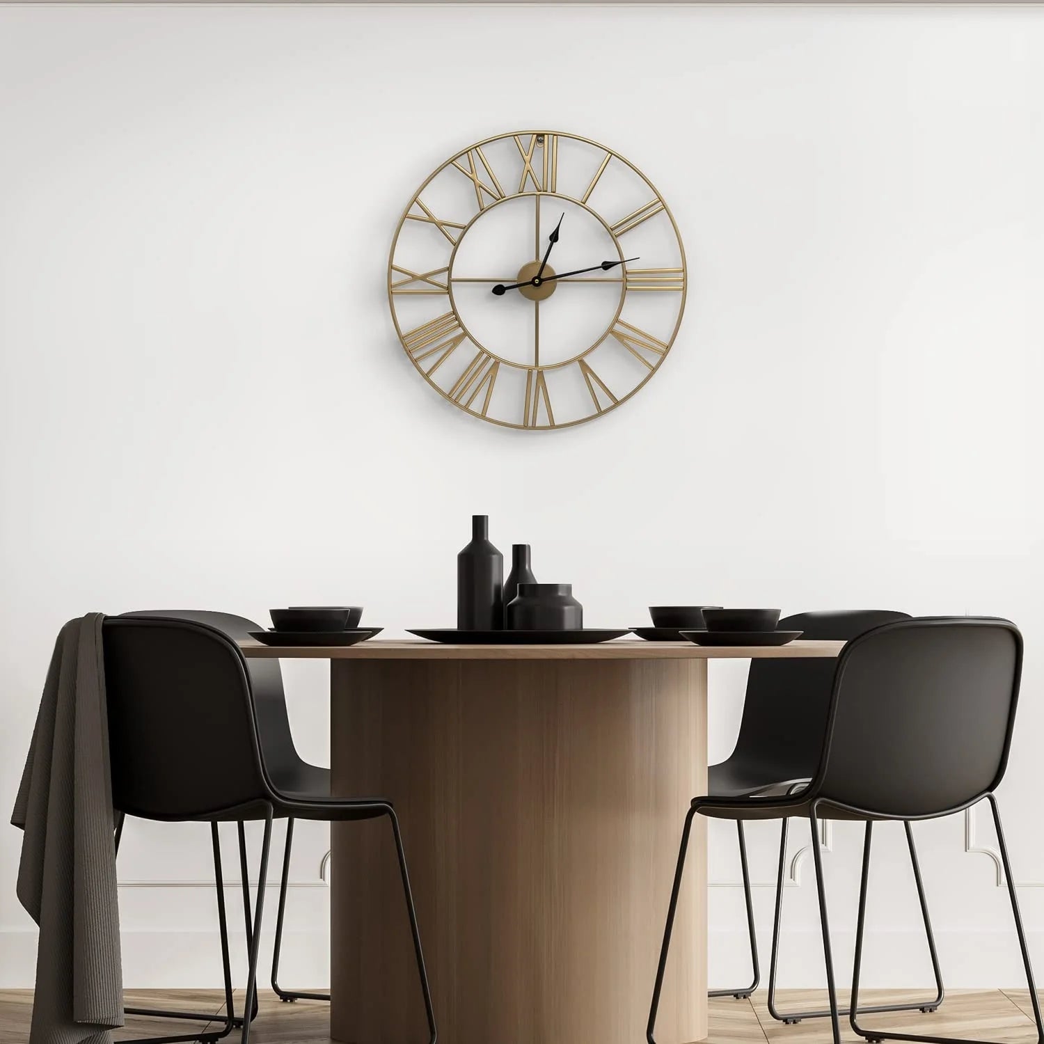 1787535478_mgCMrZBL Duży Decorative ściana Clock z Analog metal Clock, 24 okrągły (złoty)