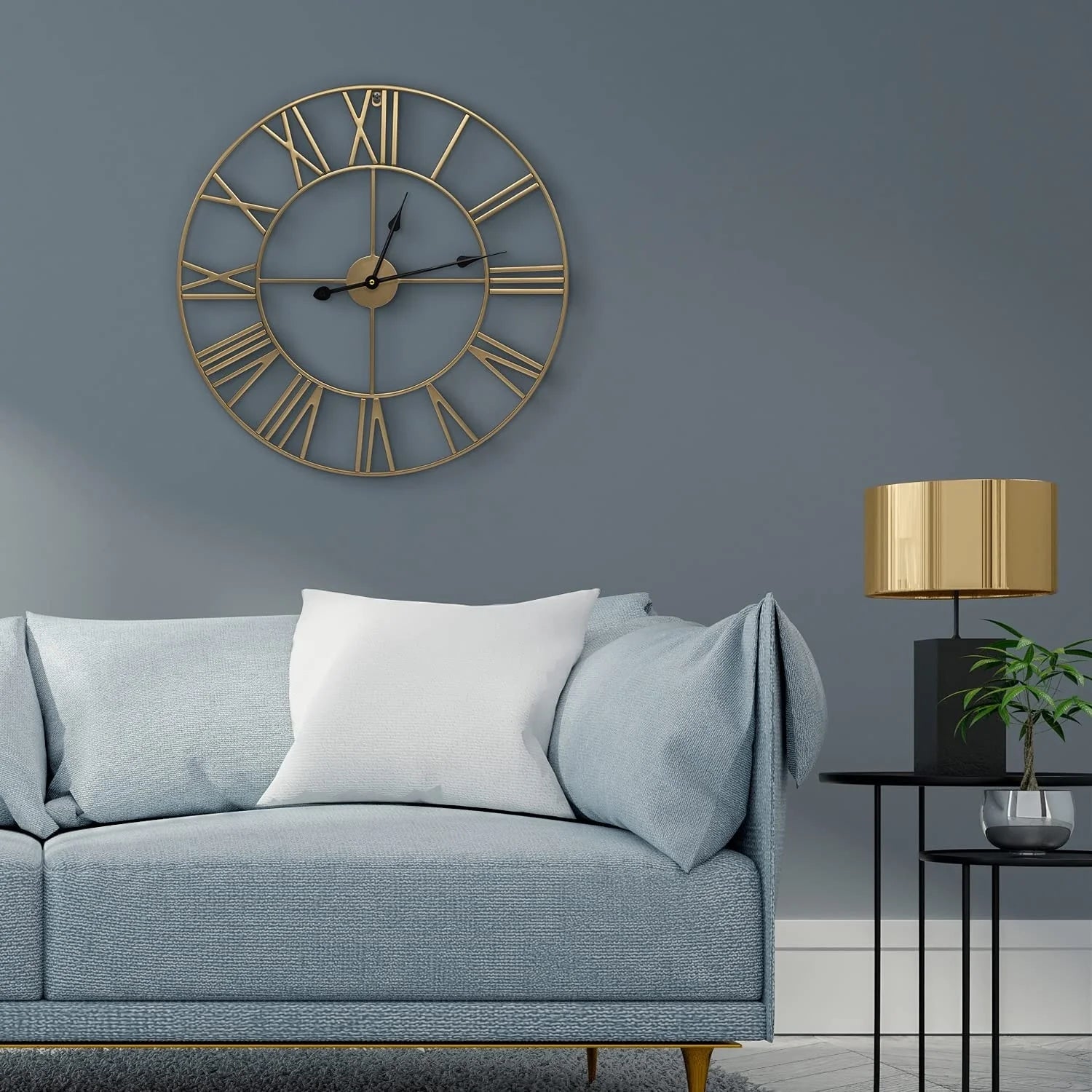 1787535491_3DUMHo08 Duży Decorative ściana Clock z Analog metal Clock, 24 okrągły (złoty)