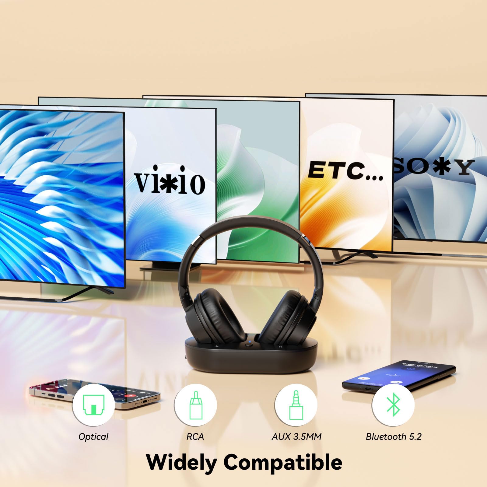 1787536063_ZgU9nGSm Bezprzewodowy TV Headphones z Transmitter ładowanie podstawa