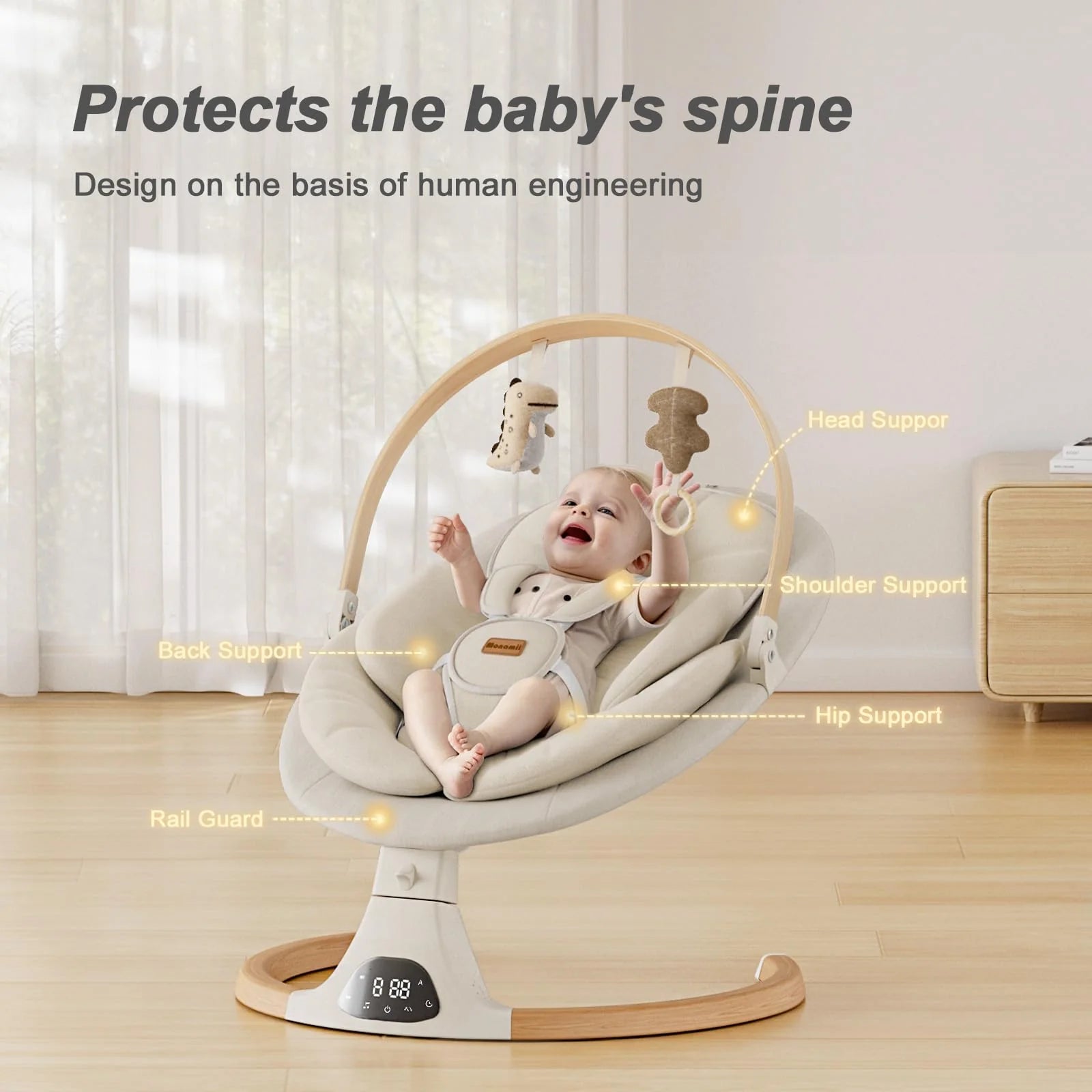 1787544617_LiFdxFvR Dziecięcy huśtawka z 5 Speeds i 10 Lullabies z Beige