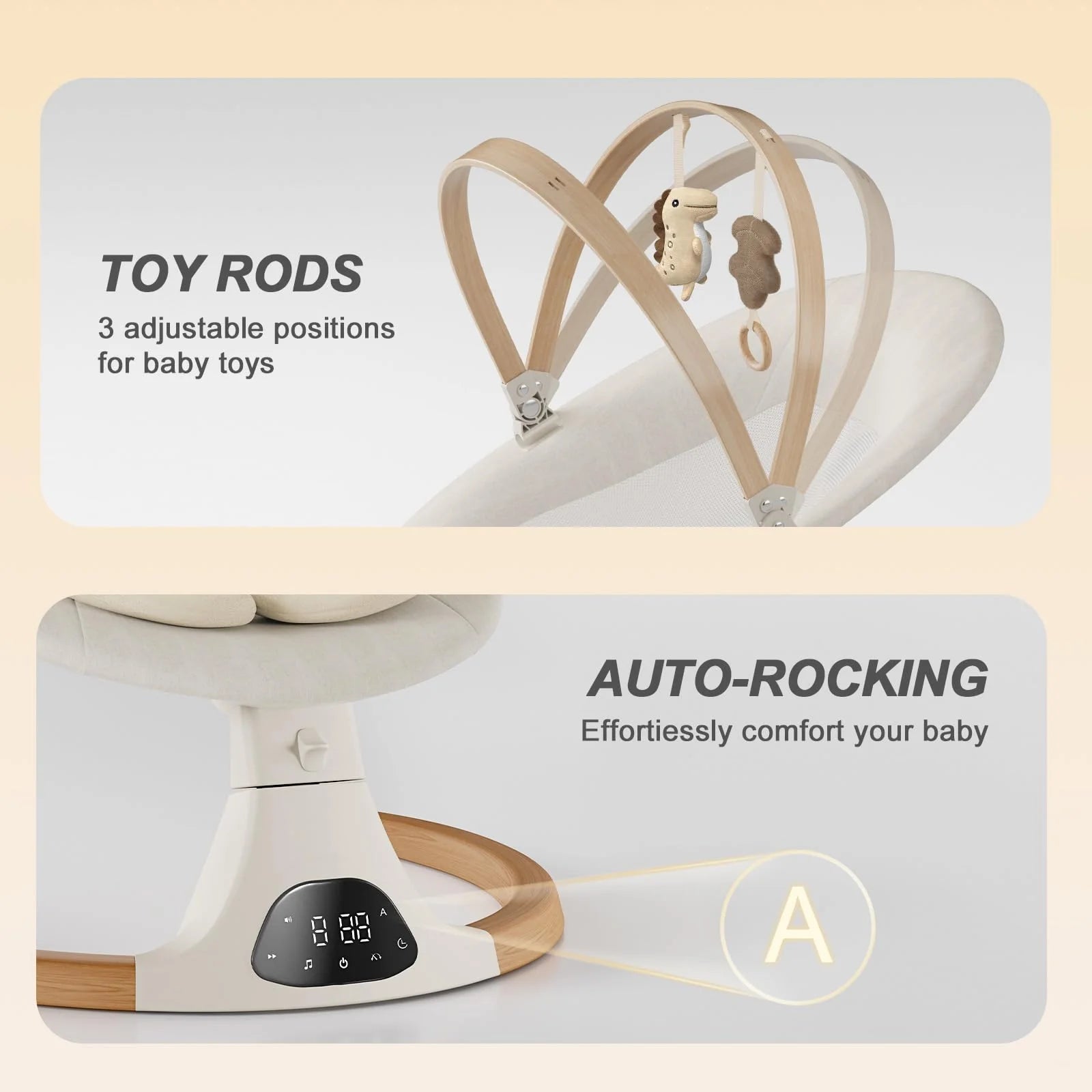 1787544631_fSXFoJw0 Dziecięcy huśtawka z 5 Speeds i 10 Lullabies z Beige