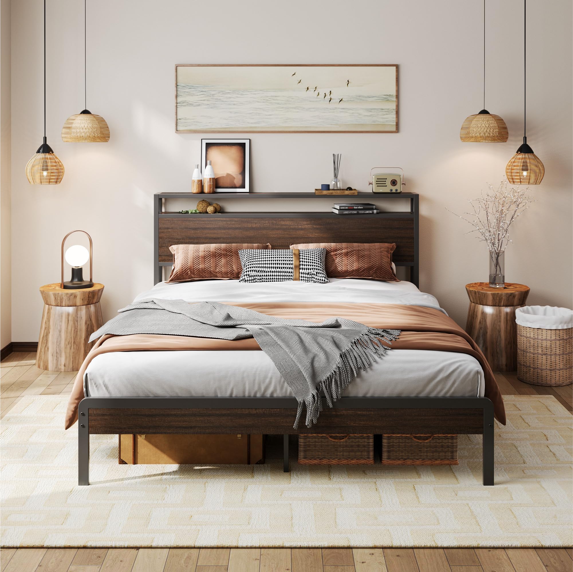 1787547097_Stgp8pOJ Camas Queen z Headboard rama lozka, ciemny drewno