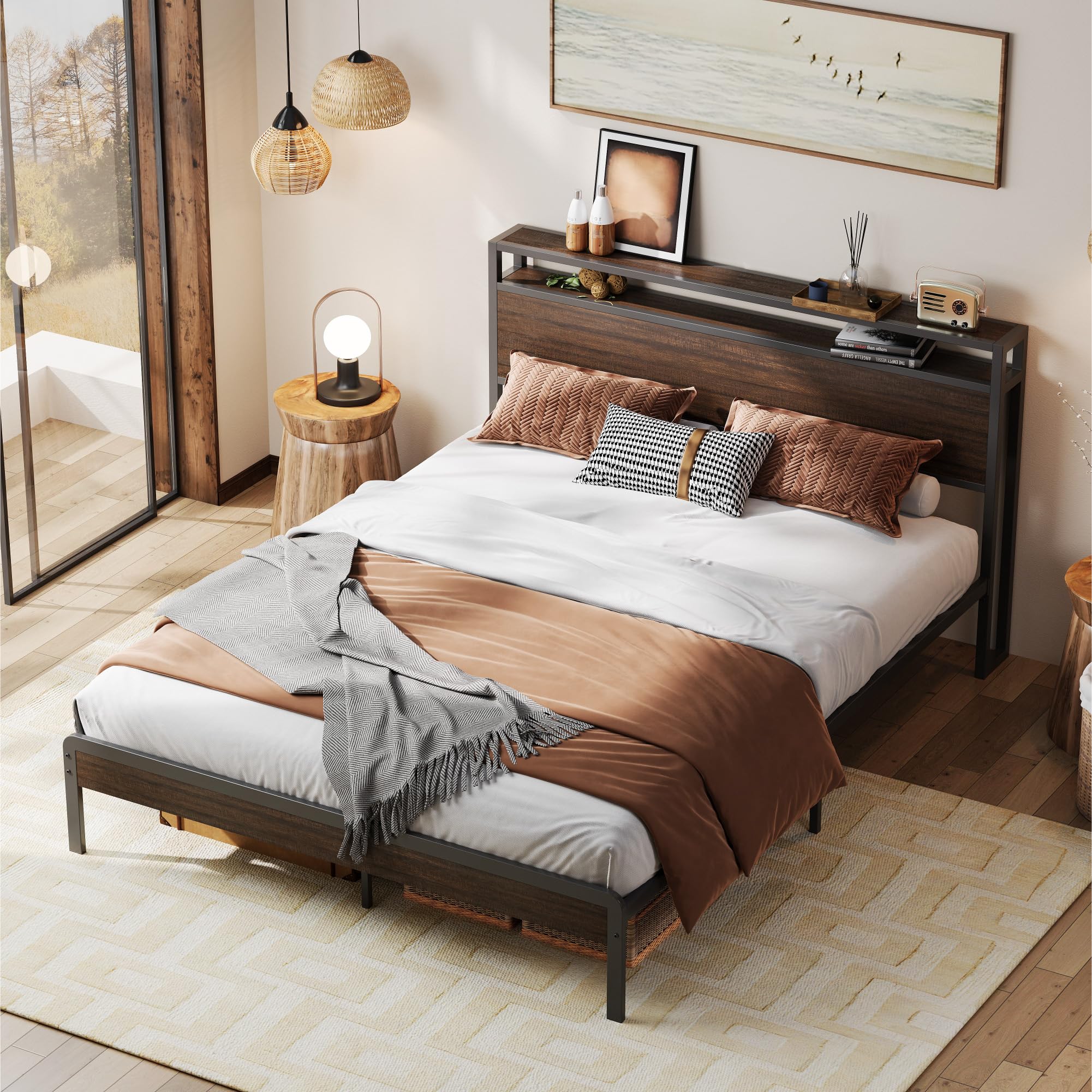 1787547110_ybxVdhol Camas Queen z Headboard rama lozka, ciemny drewno