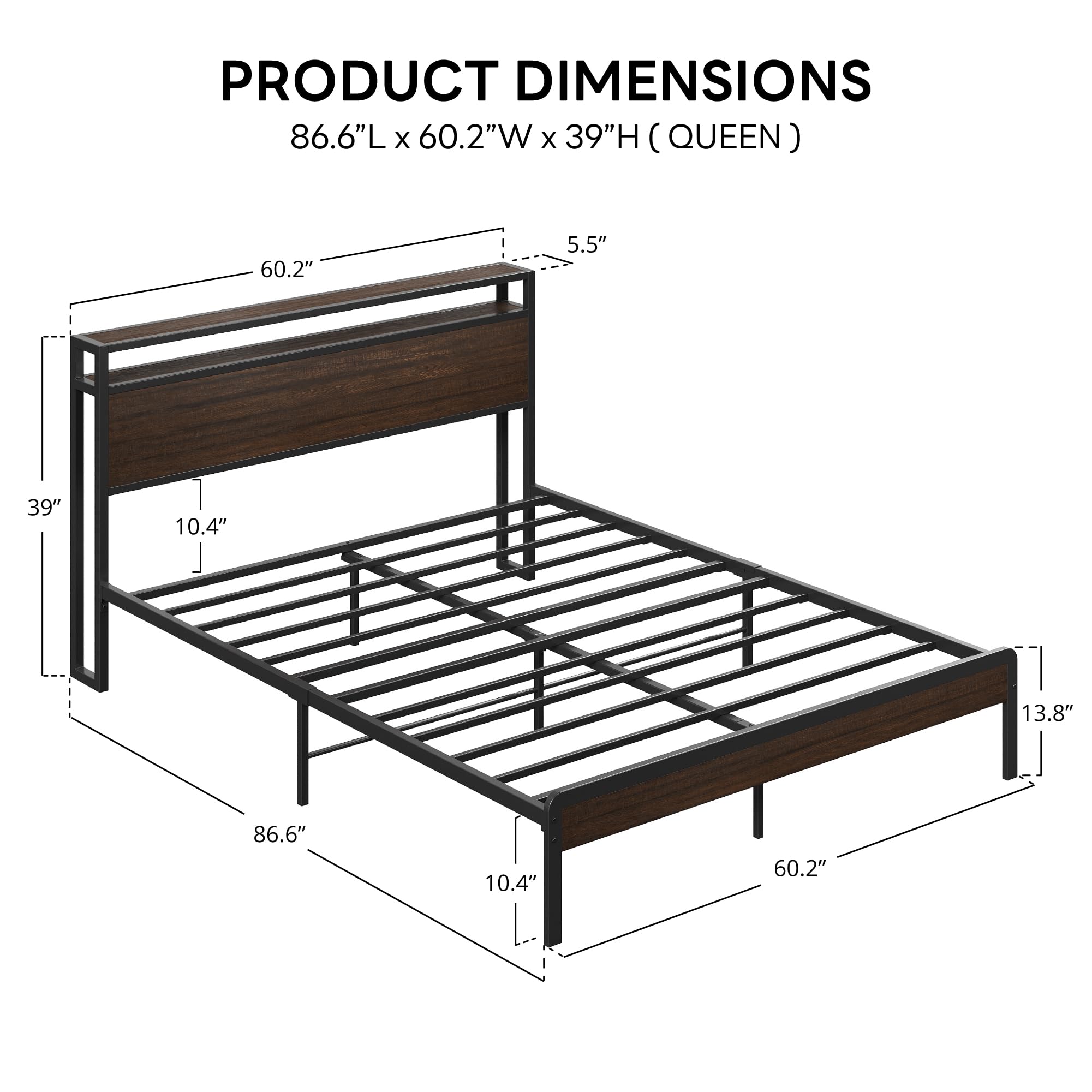1787547129_yHQ8Uyg0 Camas Queen z Headboard rama lozka, ciemny drewno
