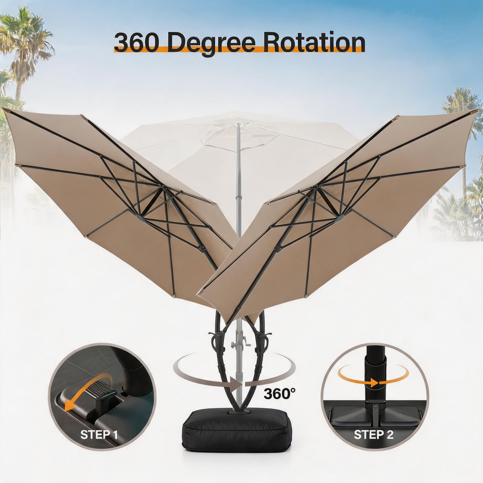 Domowy 11 ft Curvy Cantilever tarasowy Umbrella z podstawa