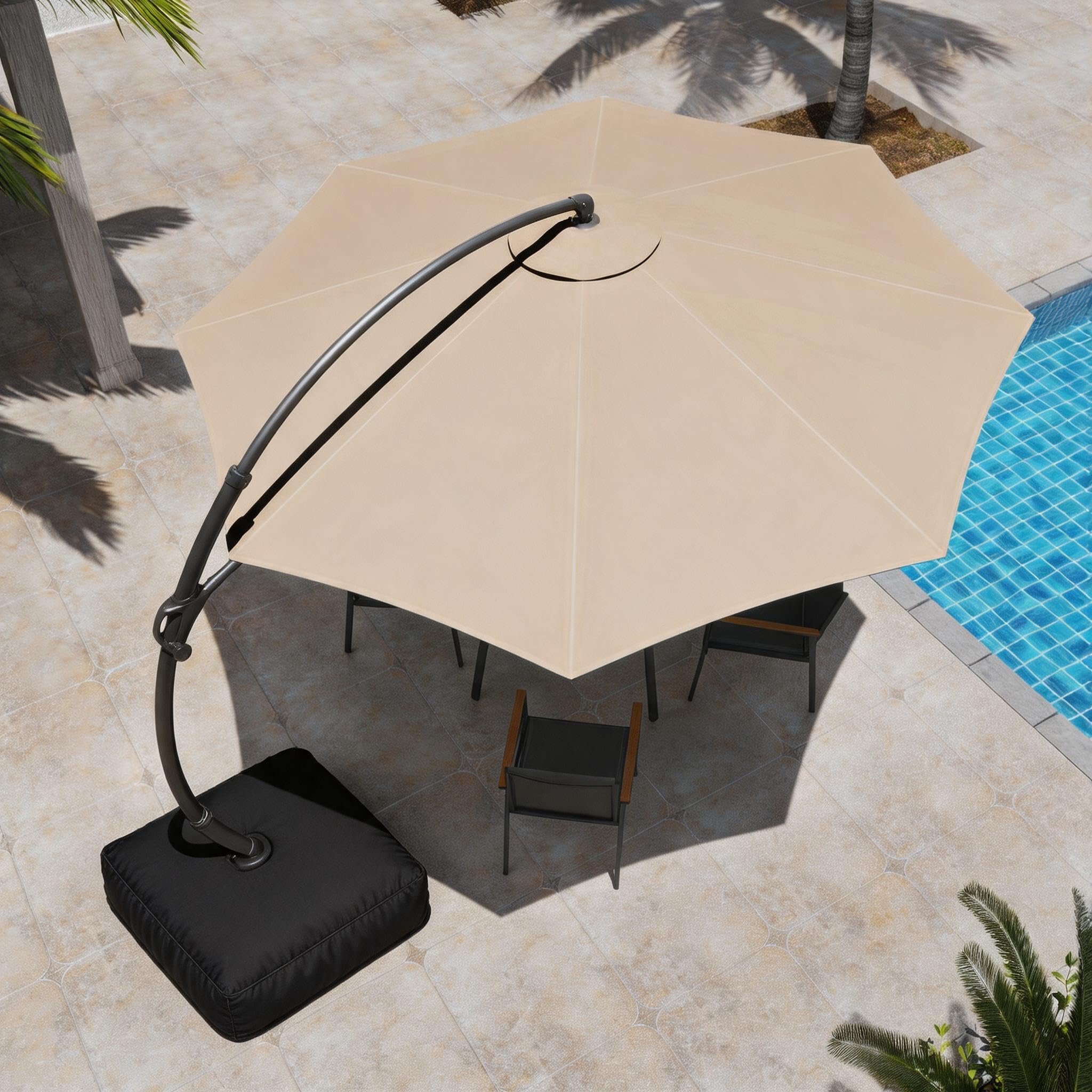 Domowy 11 ft Curvy Cantilever tarasowy Umbrella z podstawa