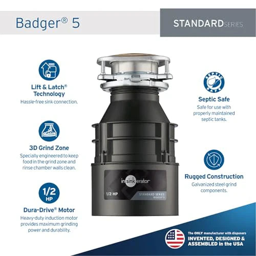 1787567766_UOYjXx4P 5 rozdrabniacz odpadow, 1/2 HP Continuous Feed, Durable stal, łatwy Install