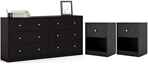 Domowy Square 3 elementowy Bedroom zestaw z 6-szuflada podwójny Dresser