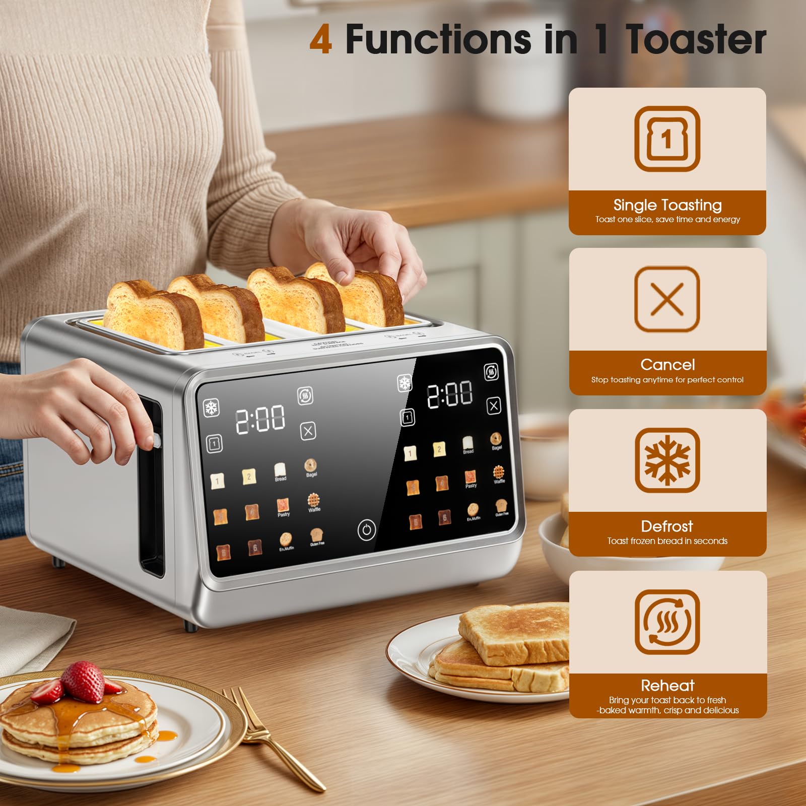 1787573371_MsK2Cey3 Smart Toaster 4 Slice z podwójny Touchscreen, 1800W