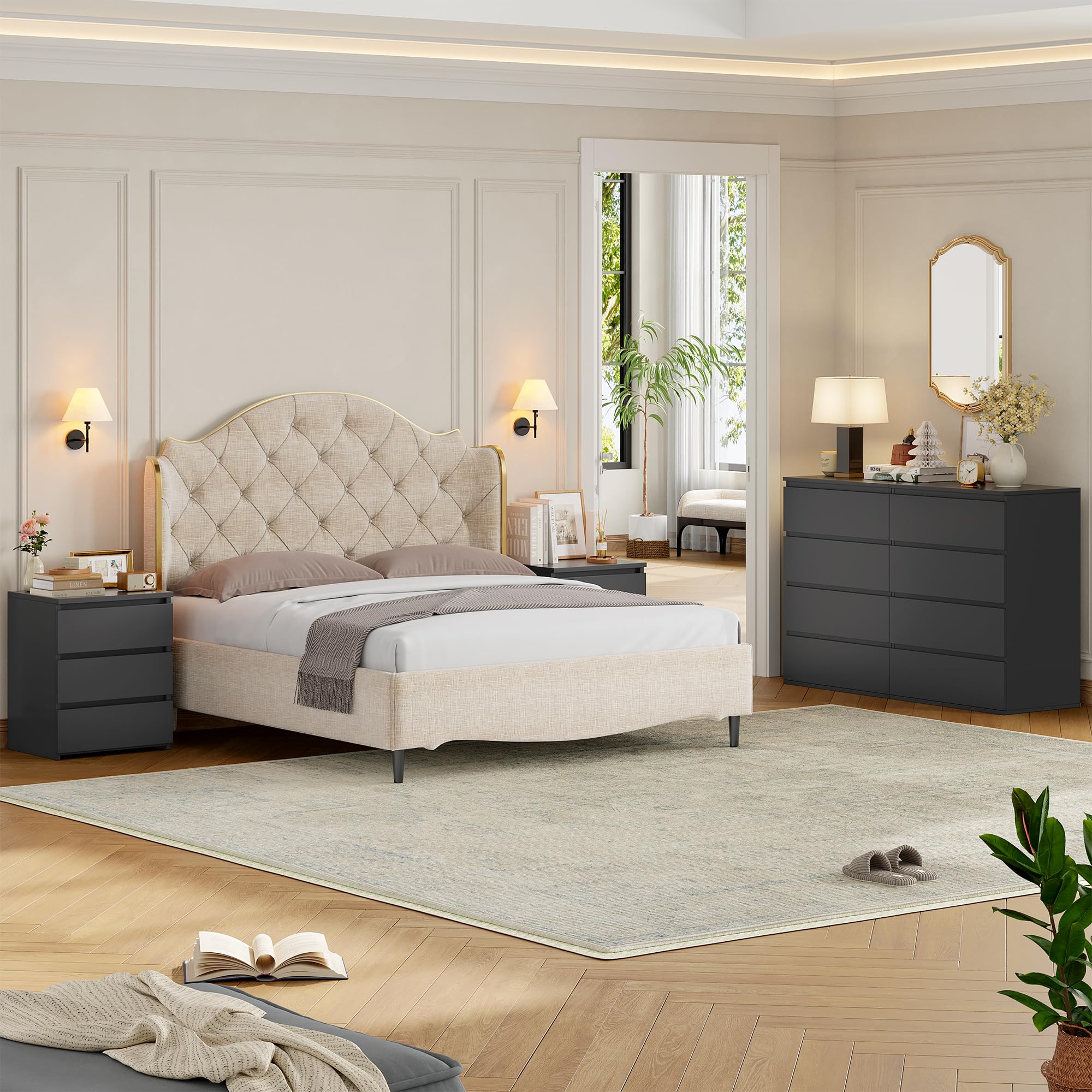 1787573467_t2wVzvxn Zestaw, czarny Nightstands, 2 z 3 szuflady