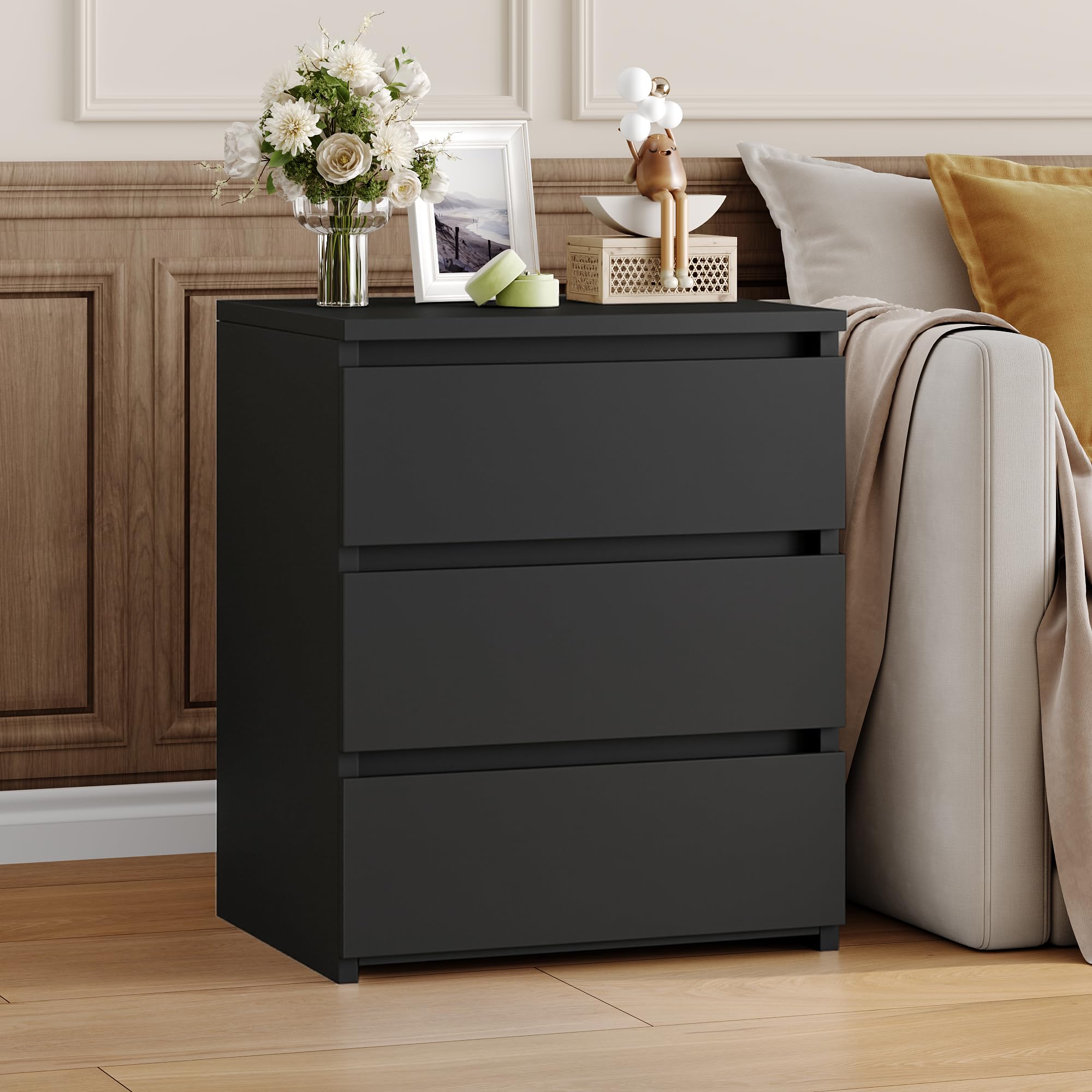 1787573486_ehVeQvnD Zestaw, czarny Nightstands, 2 z 3 szuflady