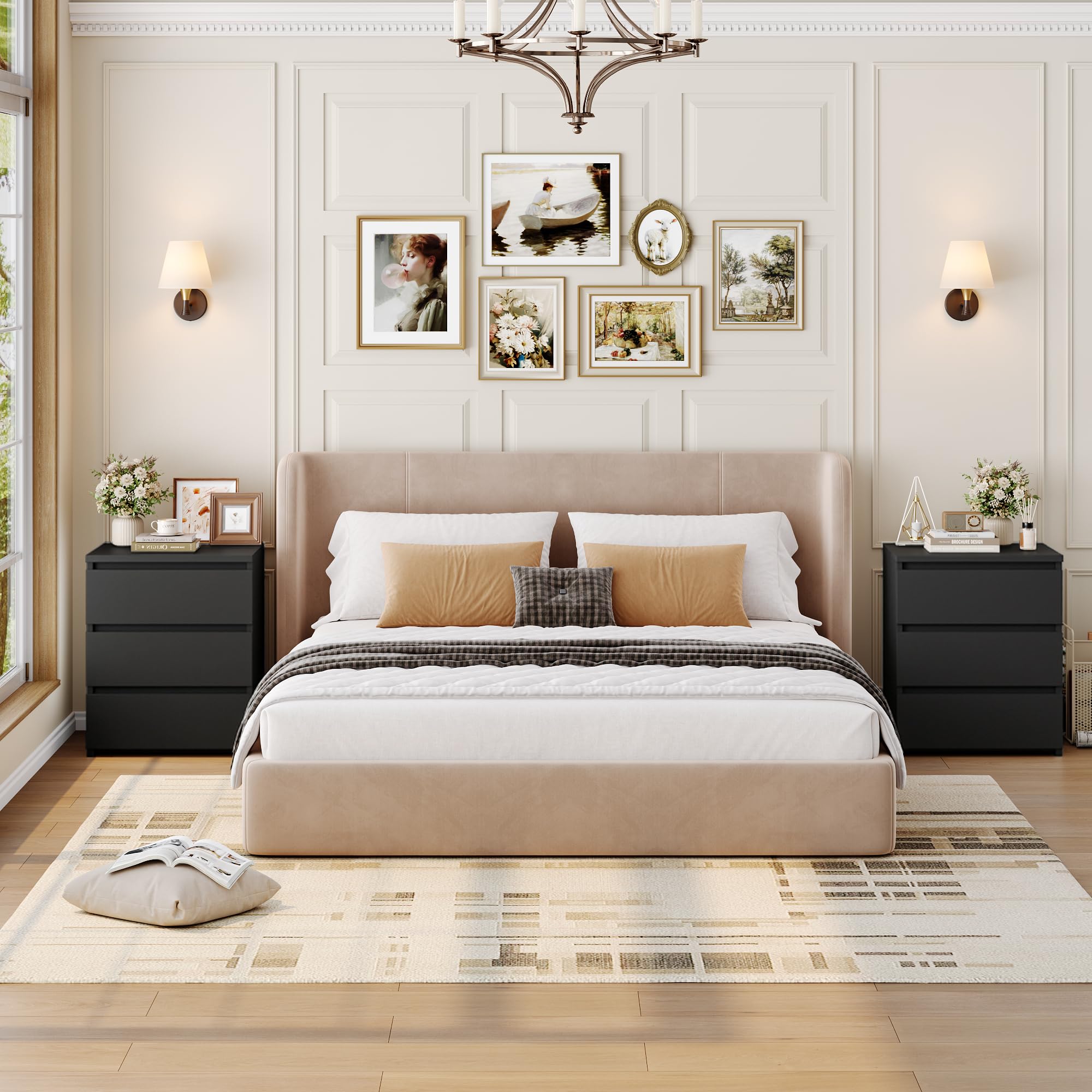 1787573490_UXAi2LJ1 Zestaw, czarny Nightstands, 2 z 3 szuflady