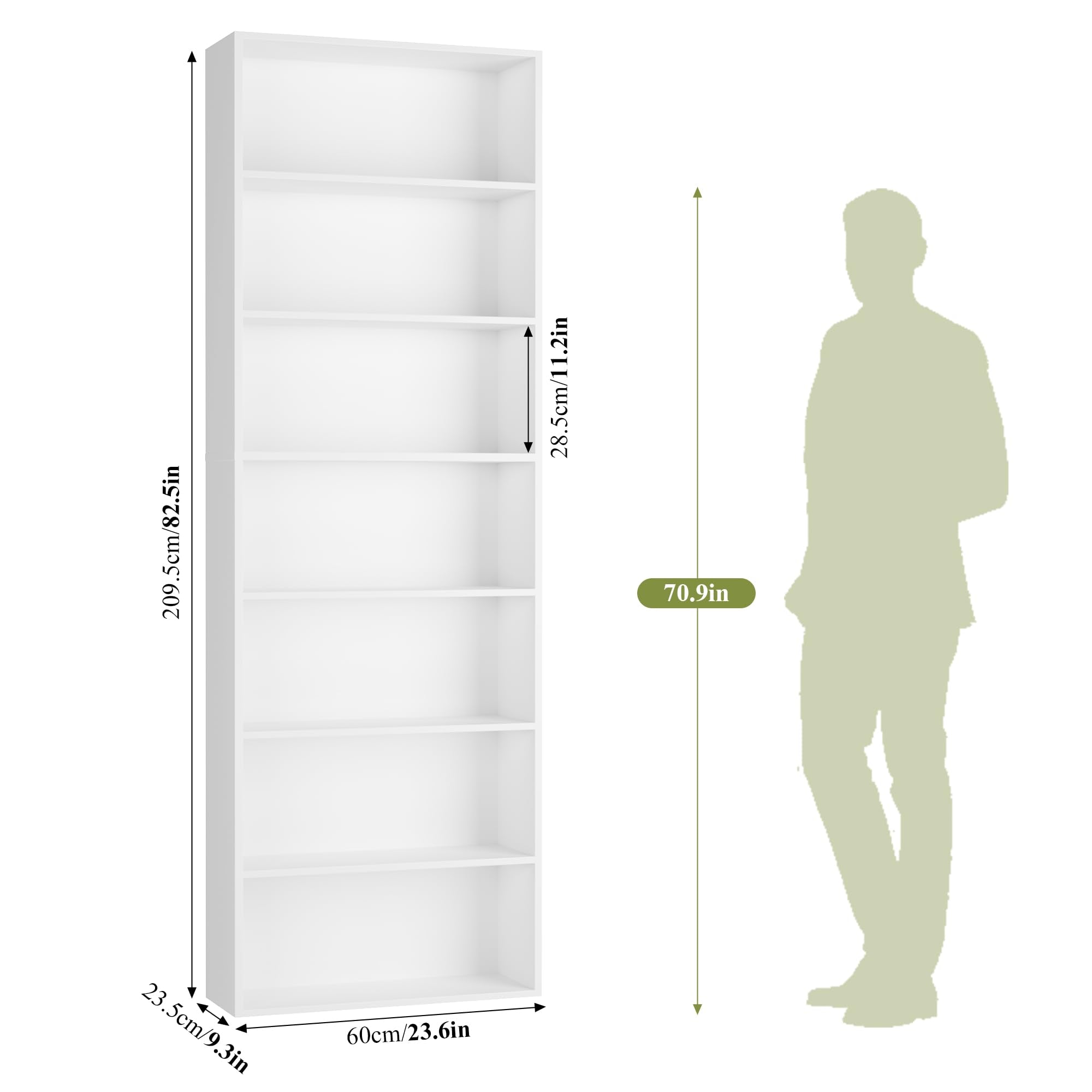 82 wysoki Bookshelf z 7-poziom Open półki wyświetlacz