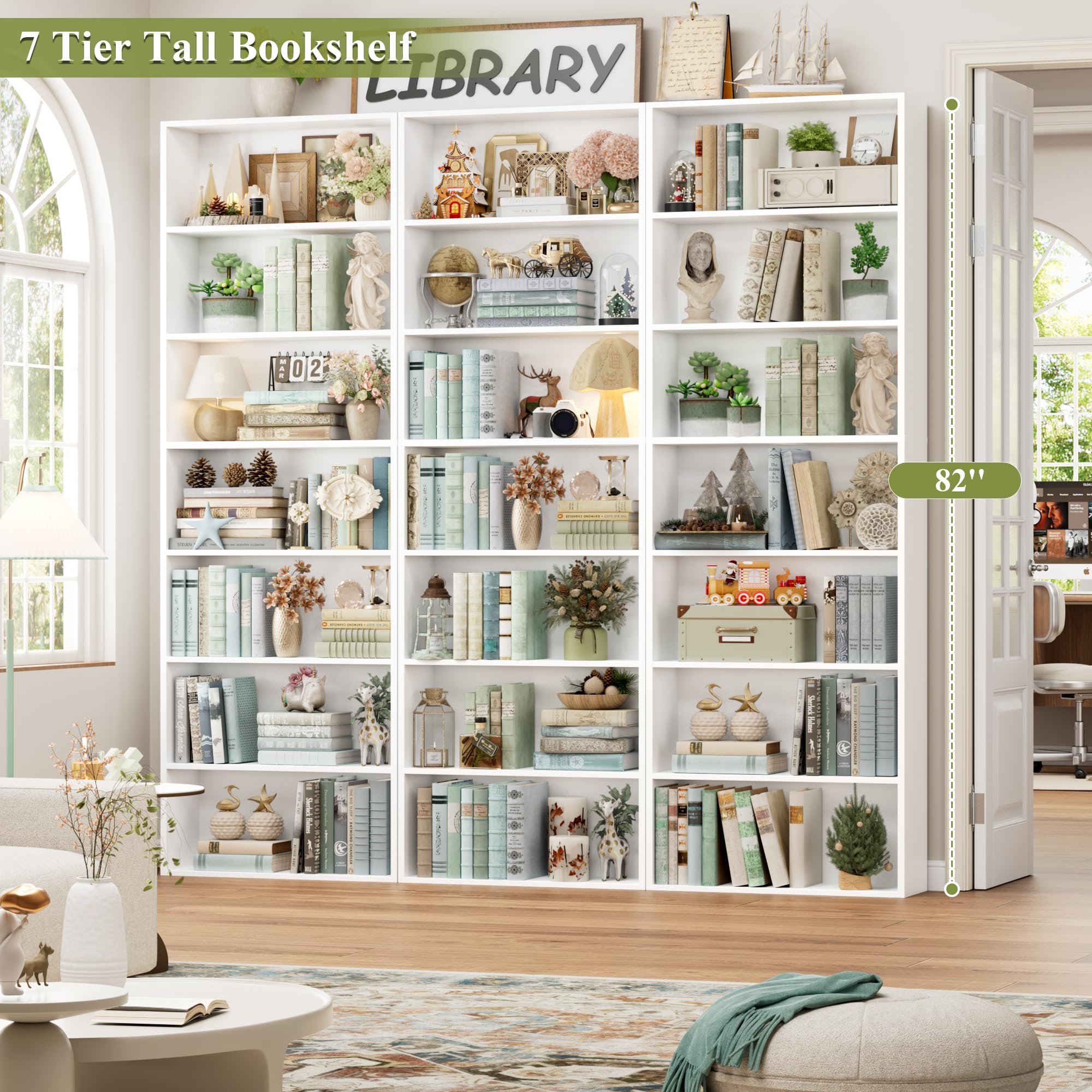 82 wysoki Bookshelf z 7-poziom Open półki wyświetlacz