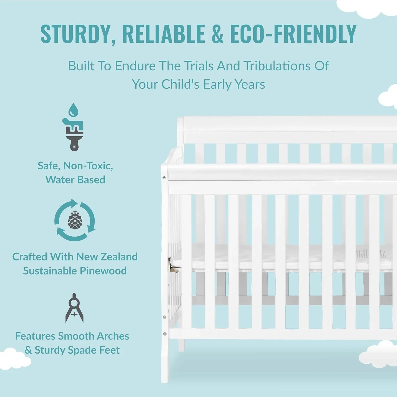 Crib, on Me Jayden 4-in-1 mini i Changer z magazynowy, biały