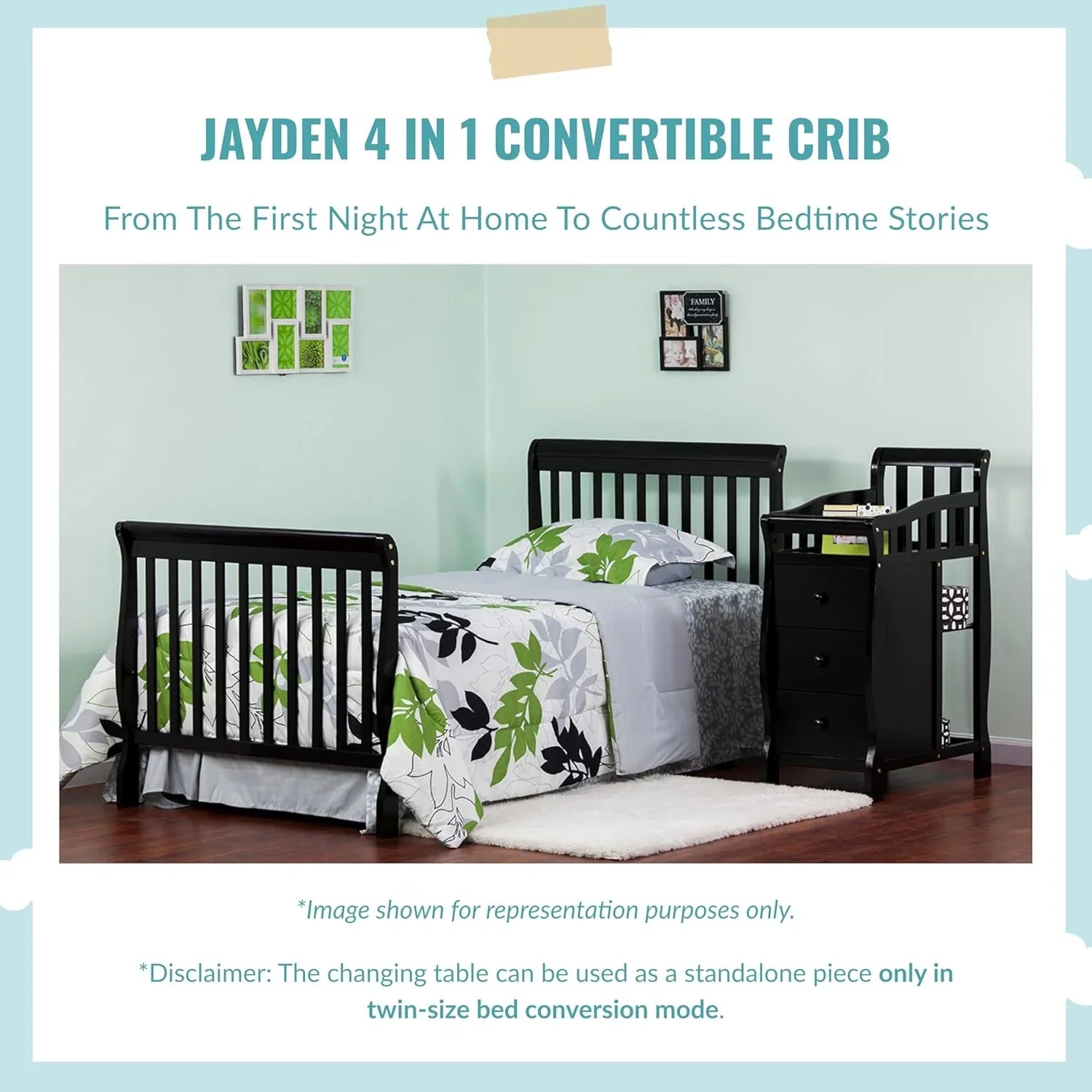 Crib, on Me Jayden 4-in-1 mini i Changer z magazynowy, biały
