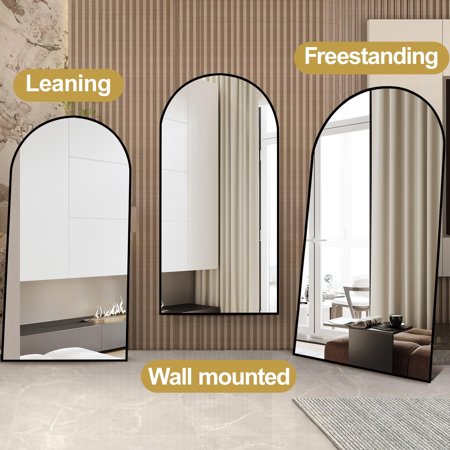 Arched pelny Length Mirror z 76 X 34 podłoga Mirror