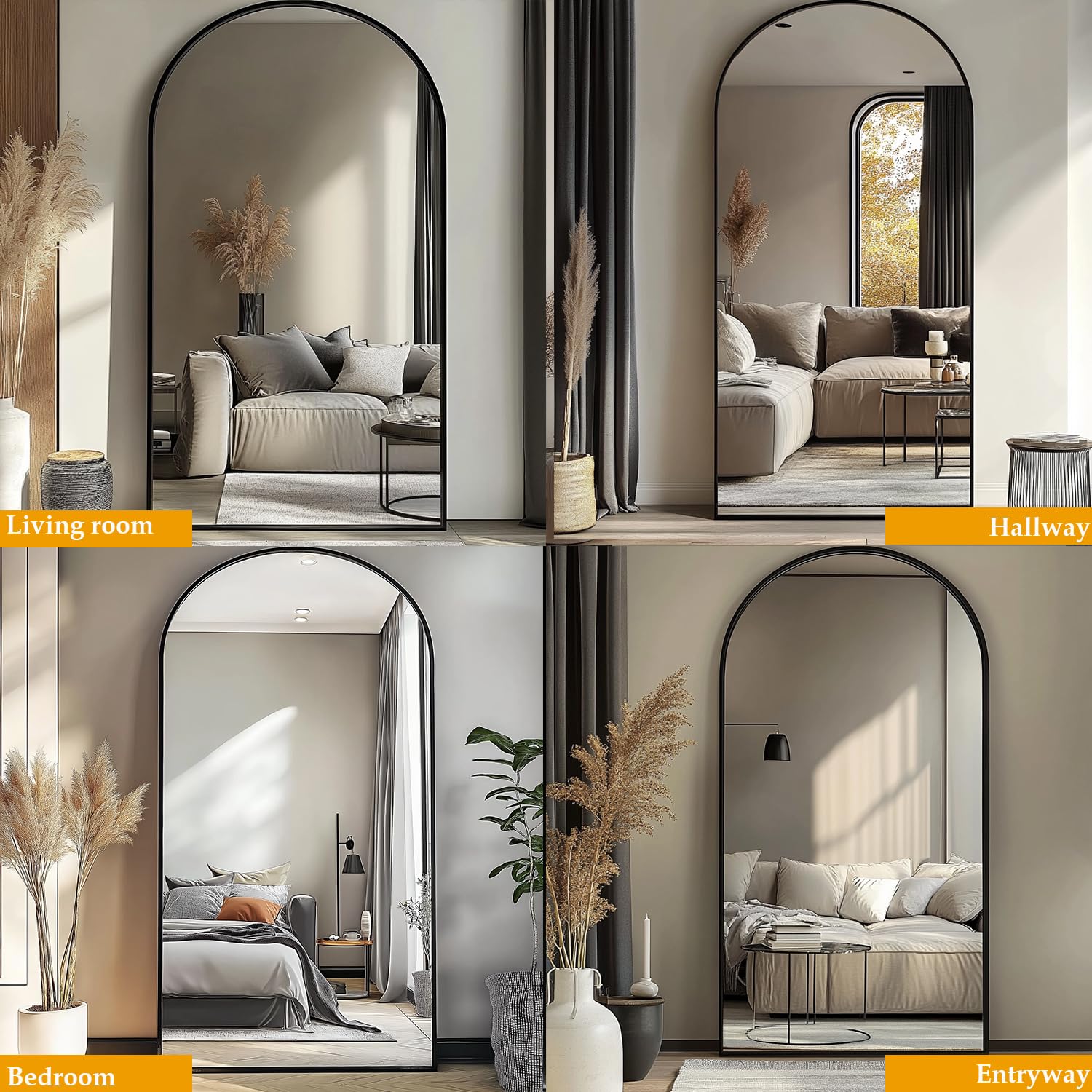 Arched pelny Length Mirror z 76 X 34 podłoga Mirror