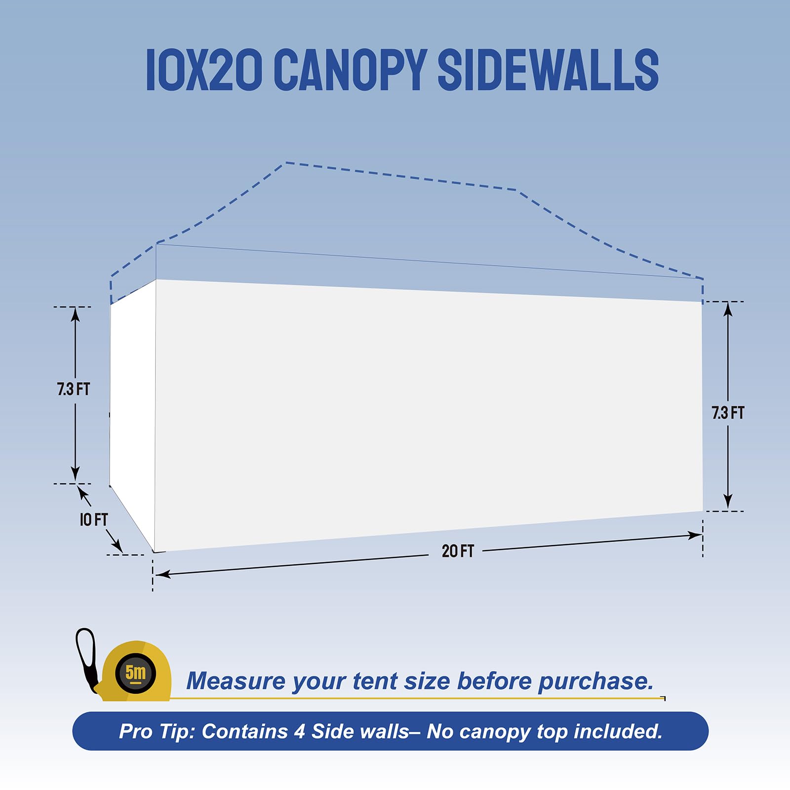 Zadaszenie, 10 X 20, Sidewalls, zamienny zestaw (4 pakiet)