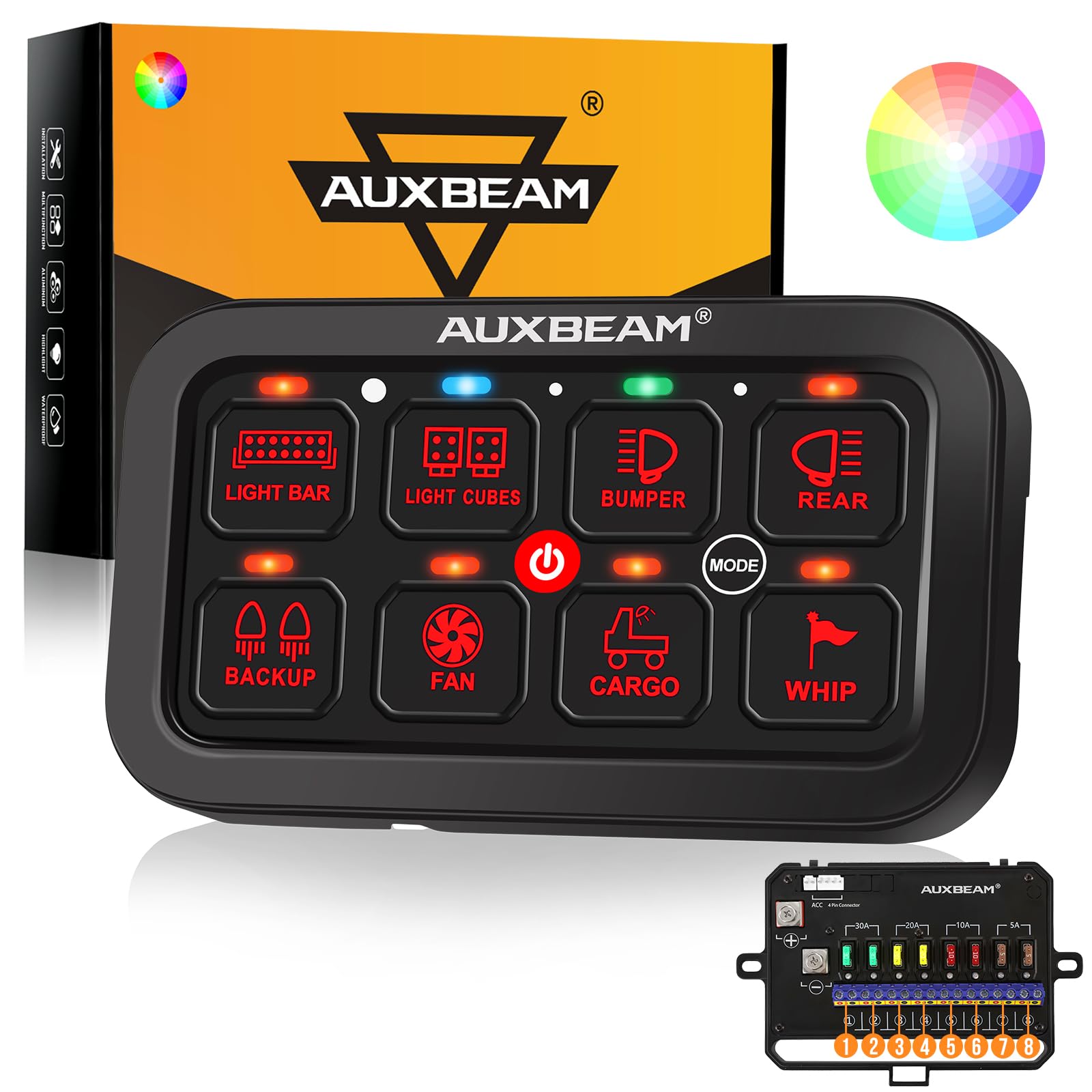 1787581963_0IOz1WY7 Switch, 8 Gang, Panel, RGB Dimmable wodoodporny Switch