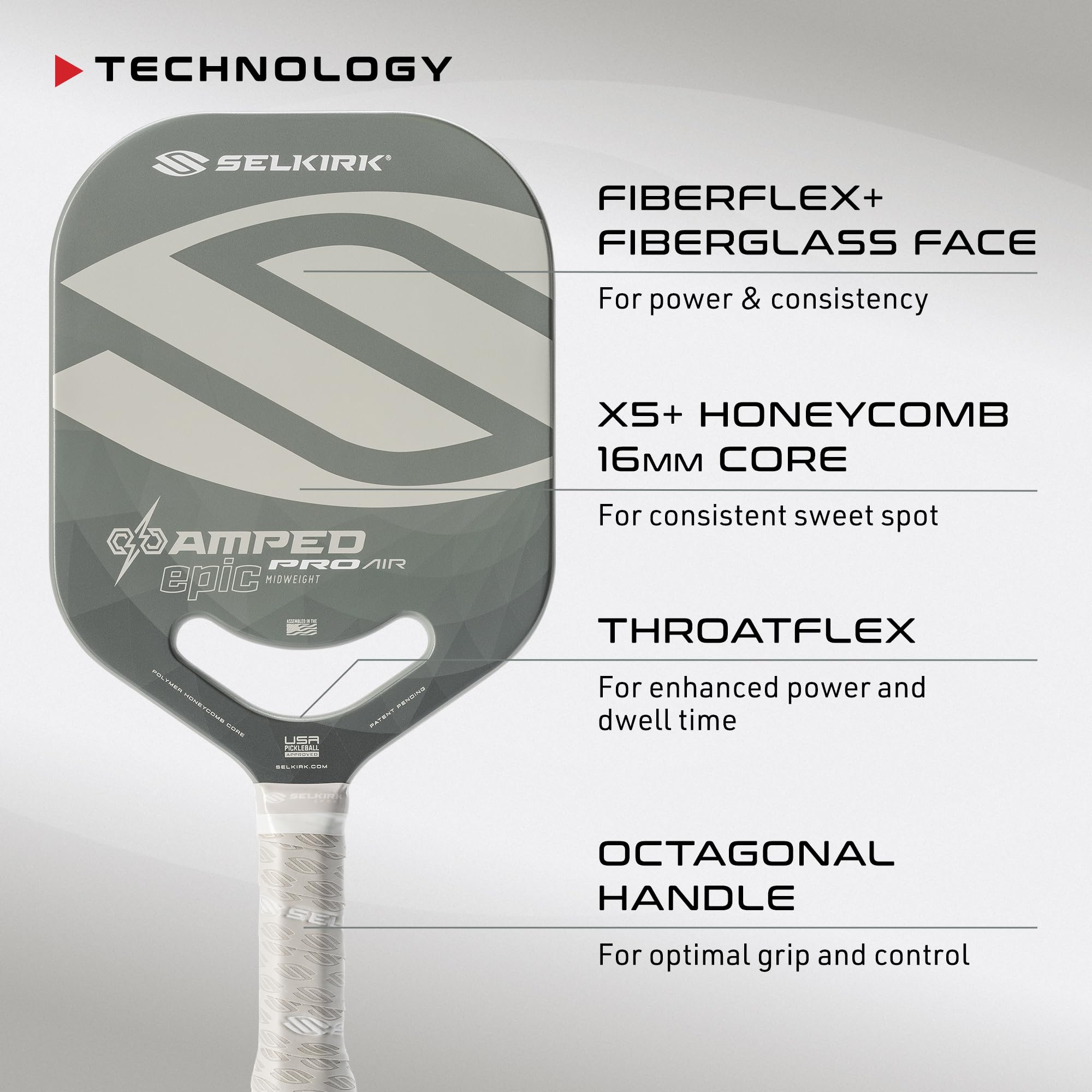 1787592901_iOcgka3J Sport Amped Pickleball Paddle z Fiberglass i X5 Core