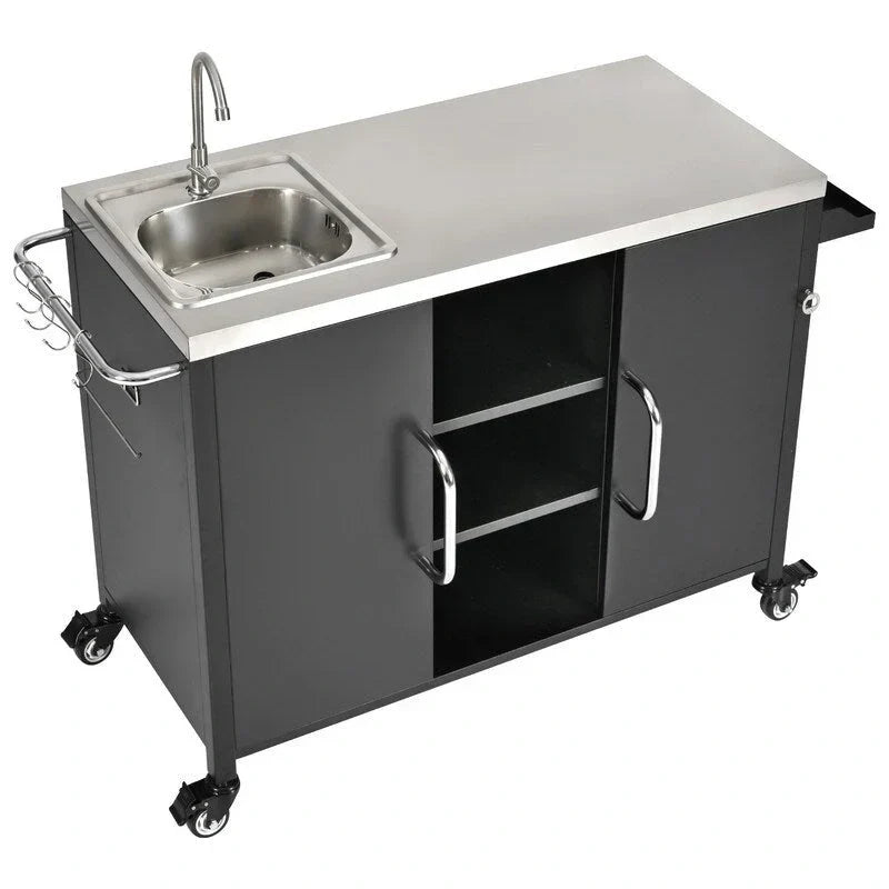 1787597244_dJ6kkOEL Zewnętrzny kuchenny Island z Sink z zewnętrzny Bar wózek Sink stacja z 4 zamykany koła