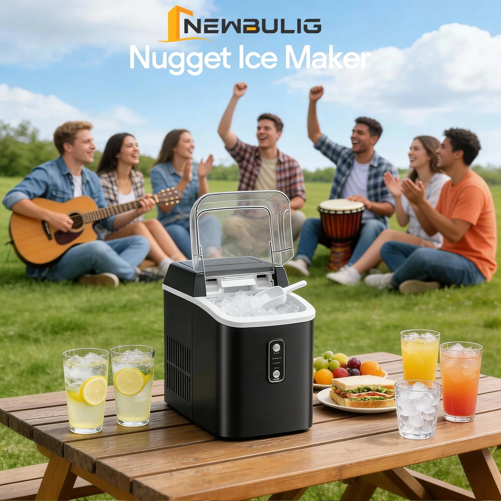 1787598891_VZxTKUl0 Kostkarka do lodu, Nugget, nablatowy, przenośny, 24lb/24hrs