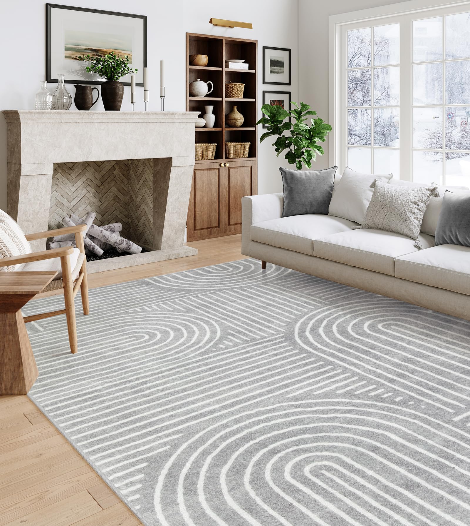 1787602212_yxjr98EV Dywan, Abstract, 6 X 9, miękki Washable Non-slip szary