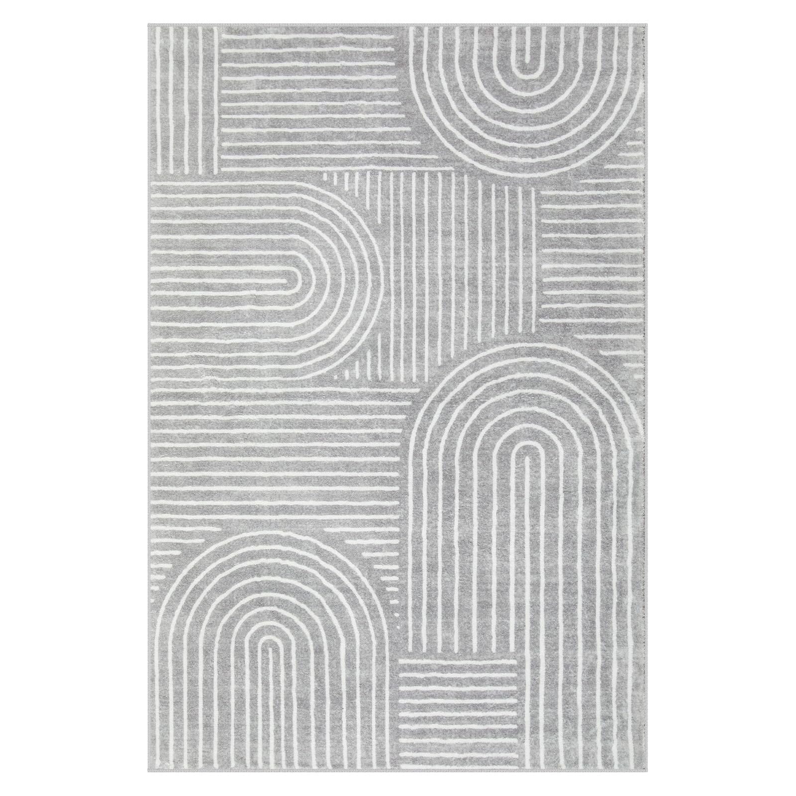 1787602234_CA75ICit Dywan, Abstract, 6 X 9, miękki Washable Non-slip szary