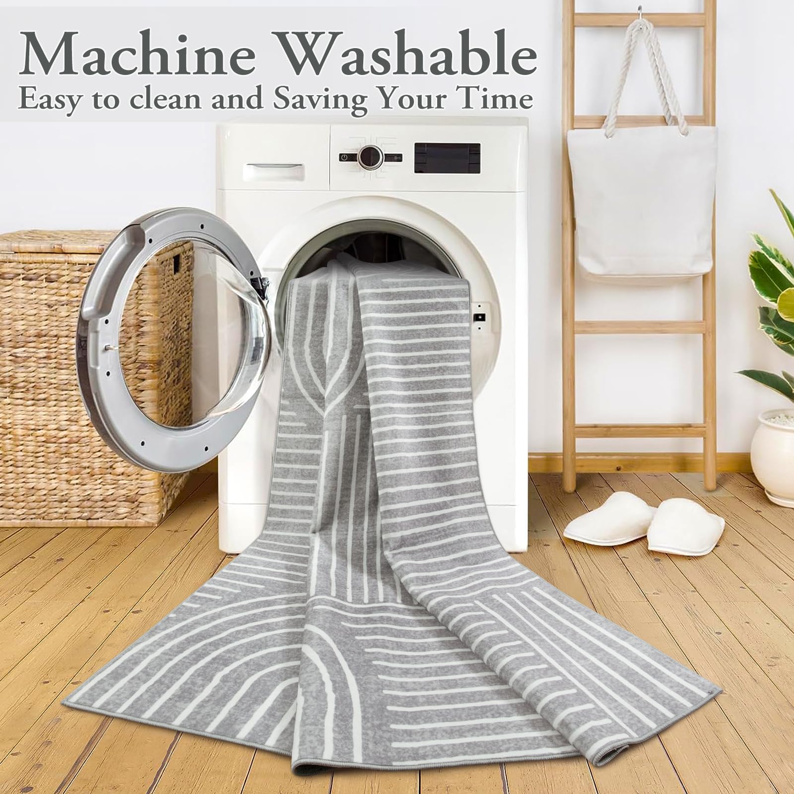 1787602239_1gaZK604 Dywan, Abstract, 6 X 9, miękki Washable Non-slip szary