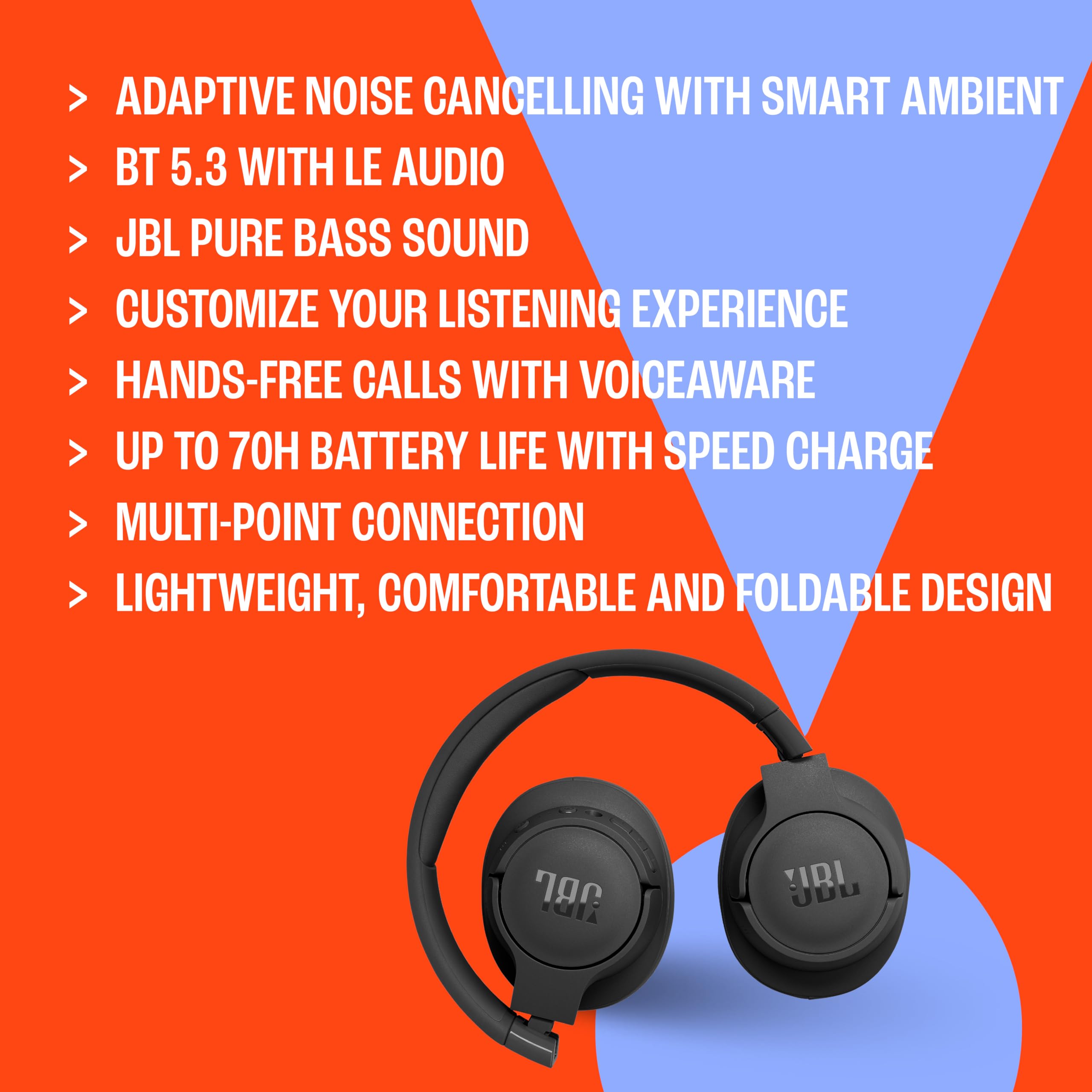 Tune 770NC bezprzewodowy Over-ear Headphones, 70H akumulator