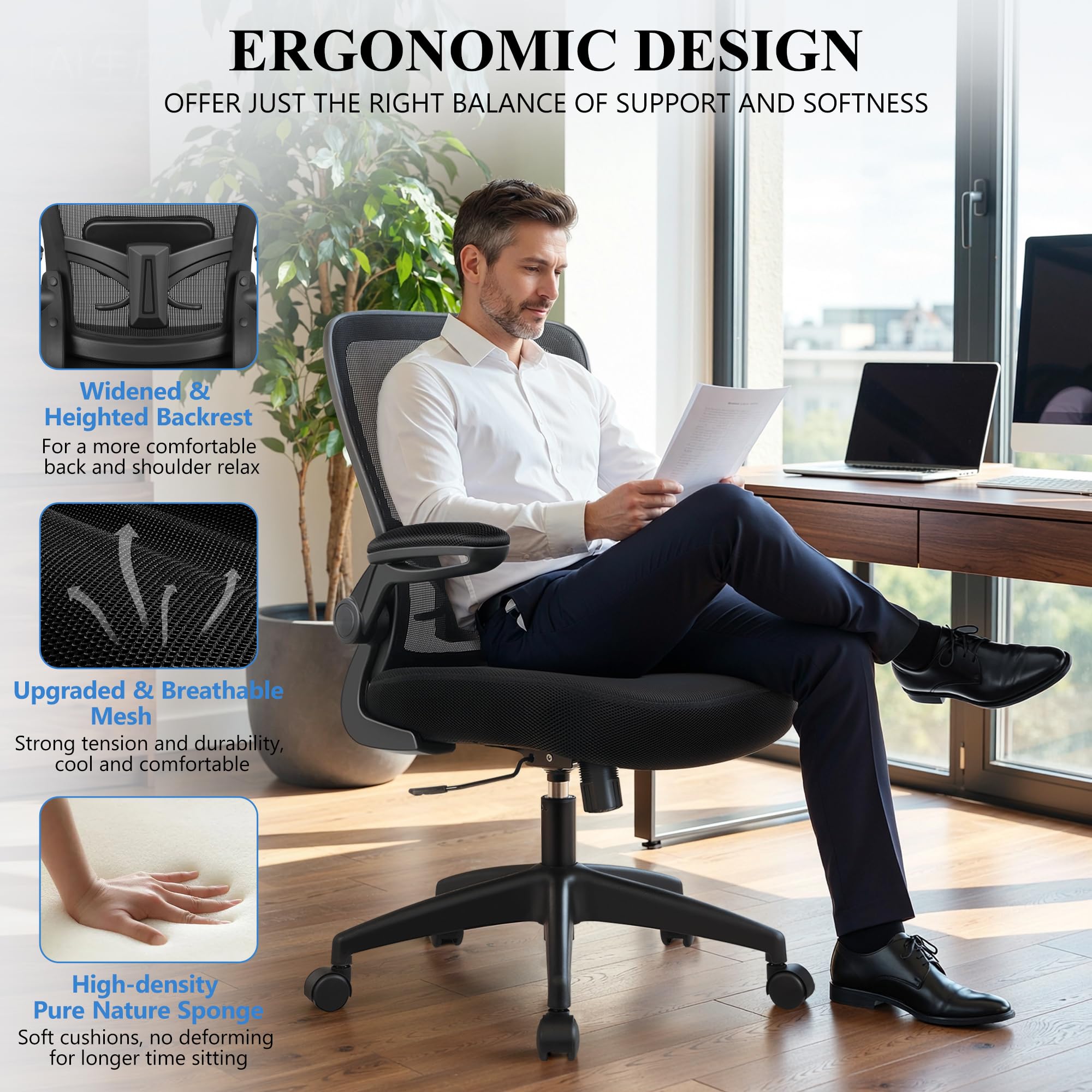 Felixking ergonomiczny siatka krzeslo biurowe z Lumbar Support