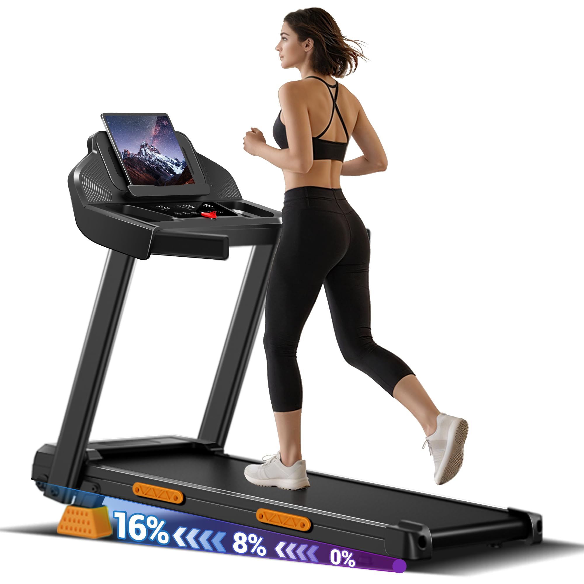 Fitness 16% Incline składany do domowy bieżnia, 400LBS pojemność