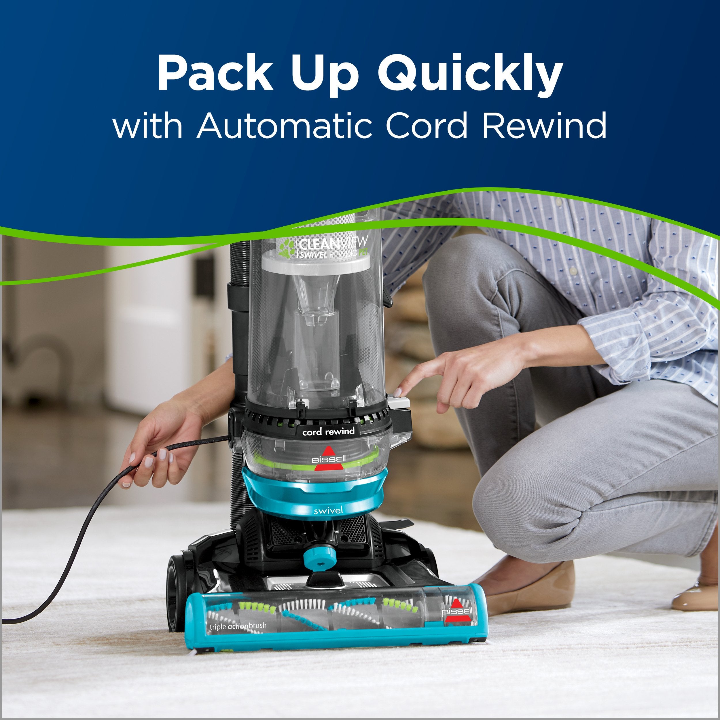 2254 obrotowy PET odkurzacz z Cord Rewind