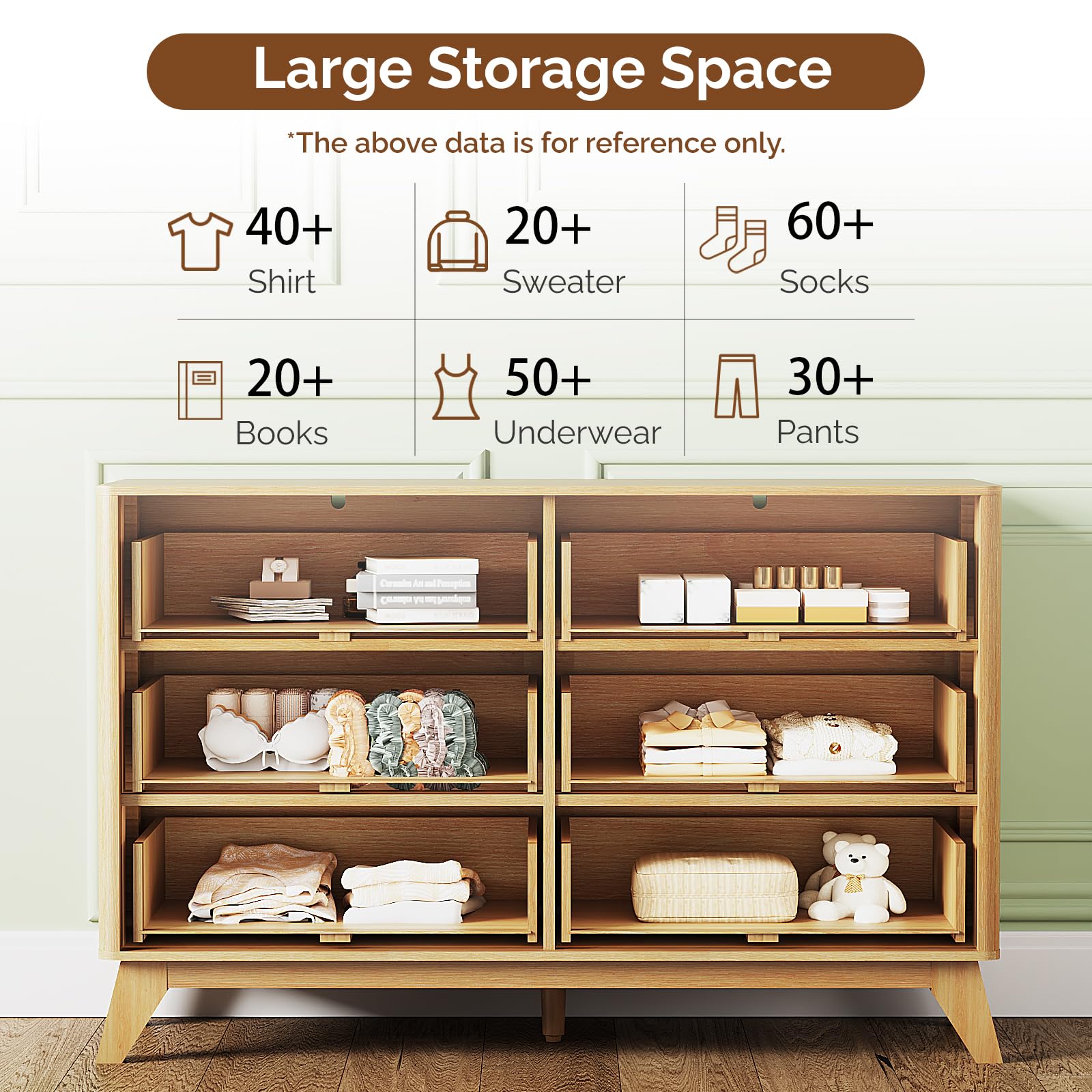 1787620152_MTZji9K1 Fluted Dresser, 6-szuflada Mid Century nowoczesny design