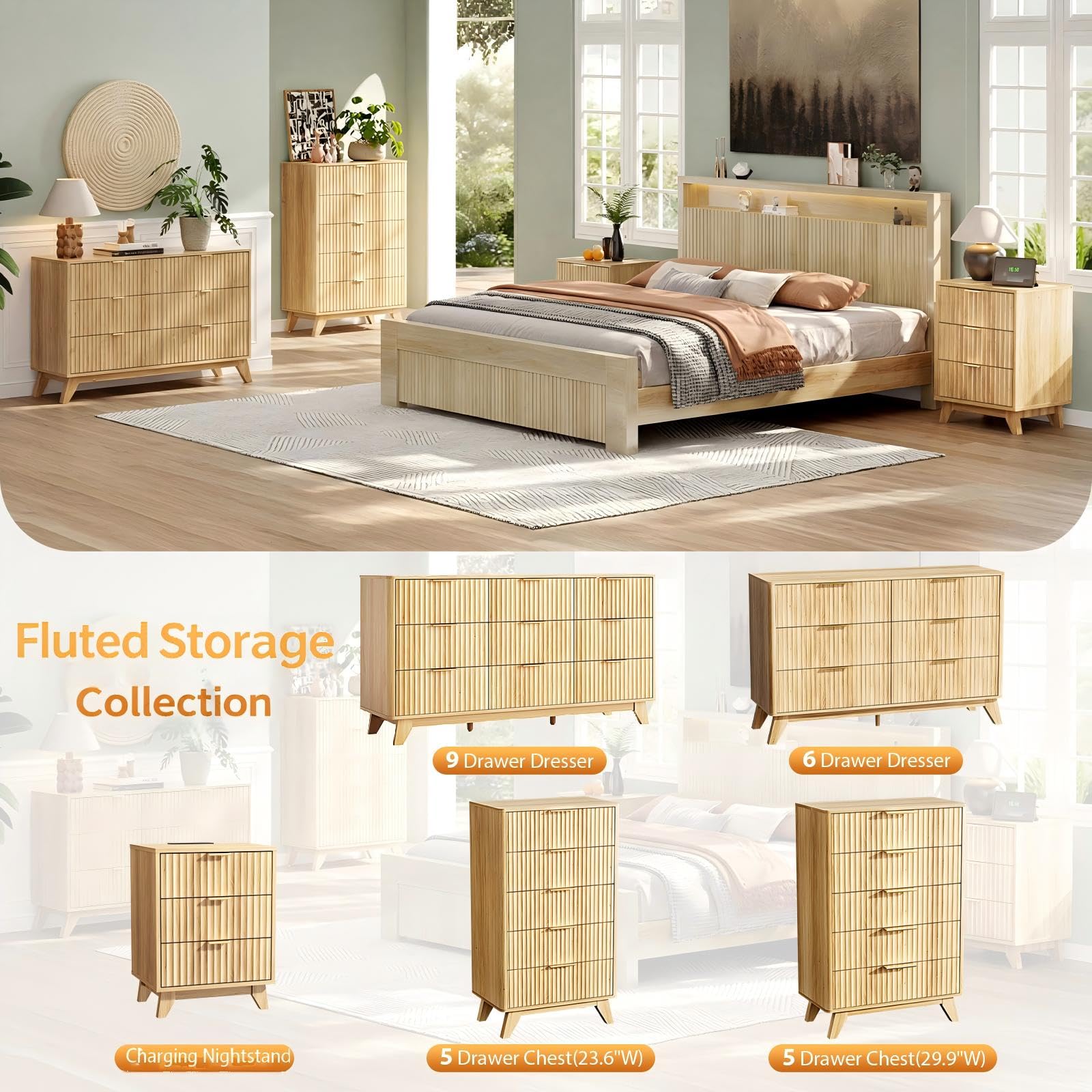 1787620161_gWtVJZIY Fluted Dresser, 6-szuflada Mid Century nowoczesny design