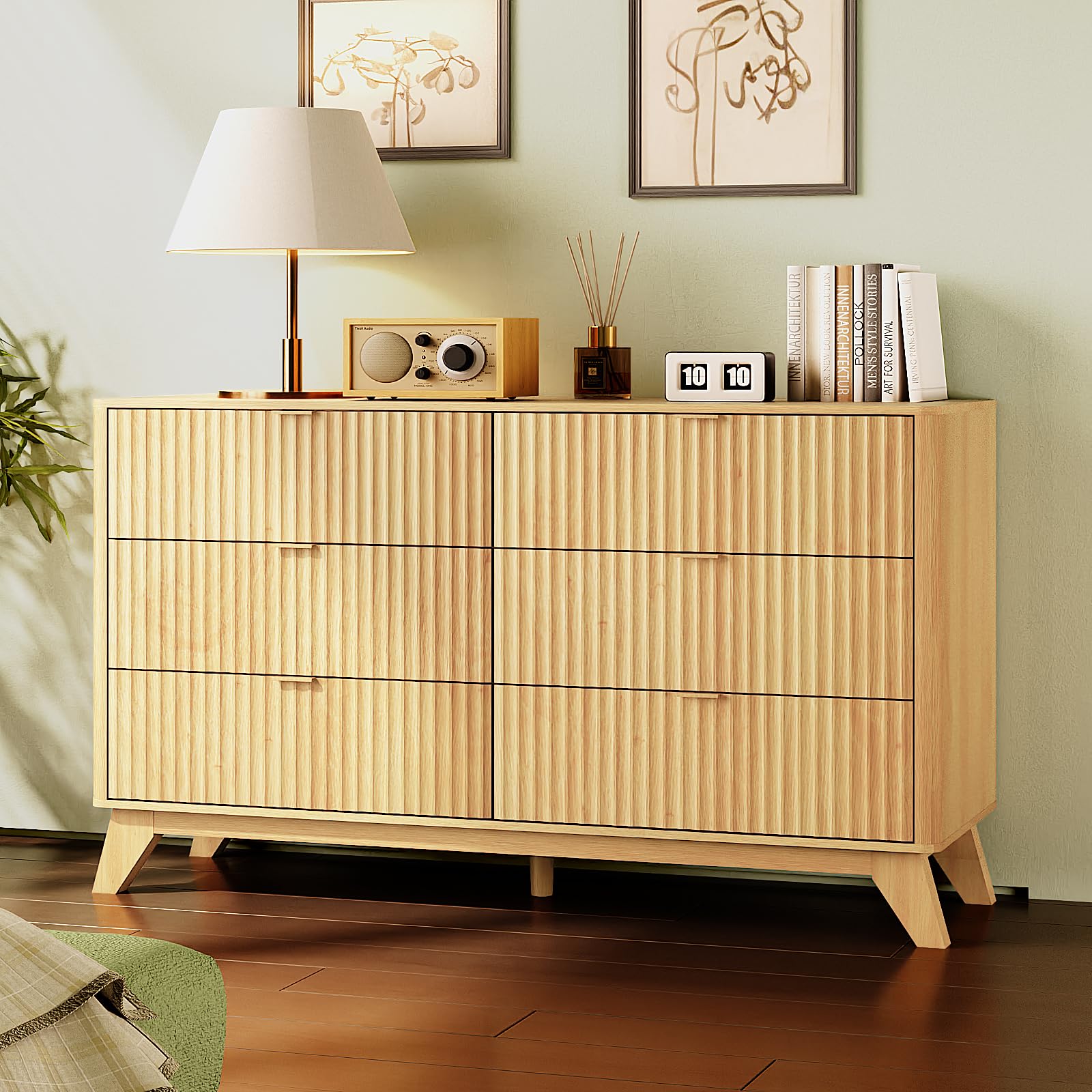 1787620170_GyAqUOPp Fluted Dresser, 6-szuflada Mid Century nowoczesny design