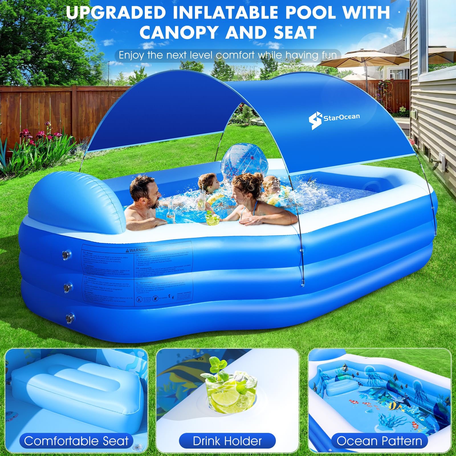 1787623515_EcBhafEj Inflatable basen do dla dzieci zadaszenie, 126 X 75 X 25