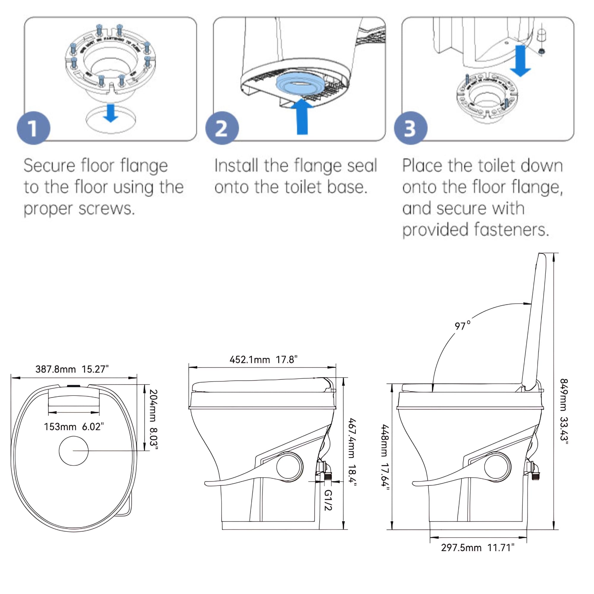 1787625718_VggfWR9y Bone RV Toilet, Residential wysokość, Gravity Flush, miękki Close siedzisko