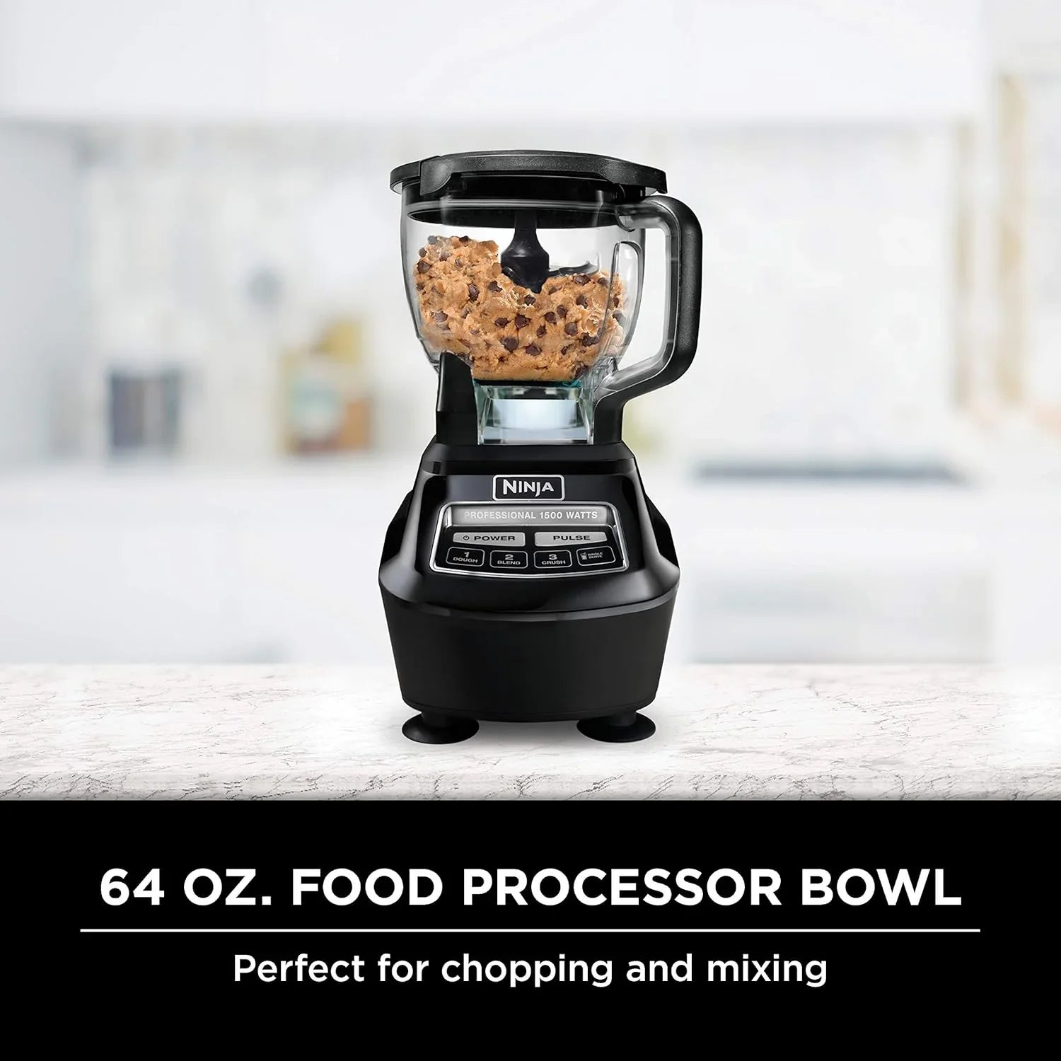BL770 Mega Kitchen System, Featuring 1500W Blender and Processor, 72oz Pitcher, 64oz Bowl, 16oz to Go Cups, Black