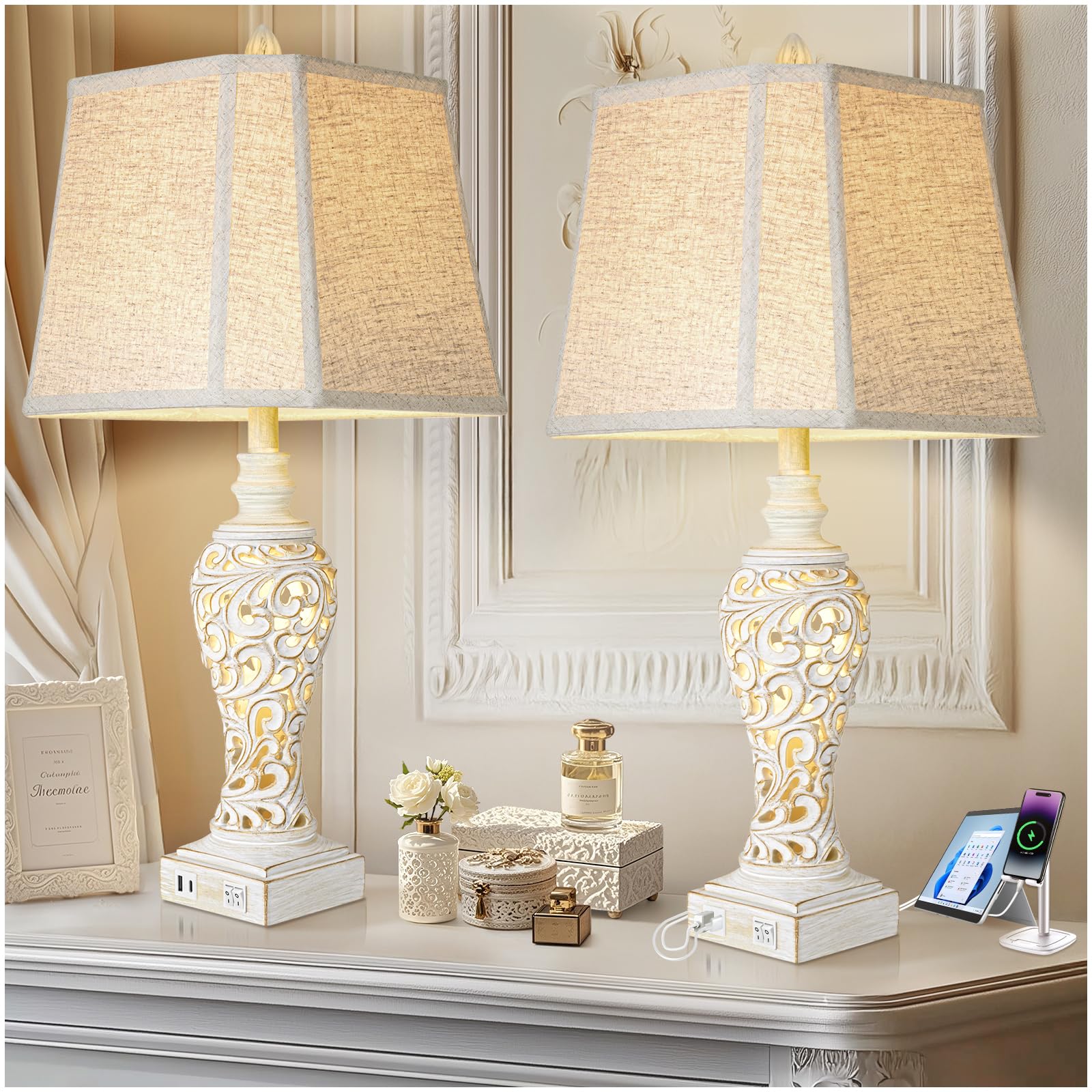 1787635353_NDDogHRy Stol, Collection Vintage, Lamps zestaw 2 z USB Ports