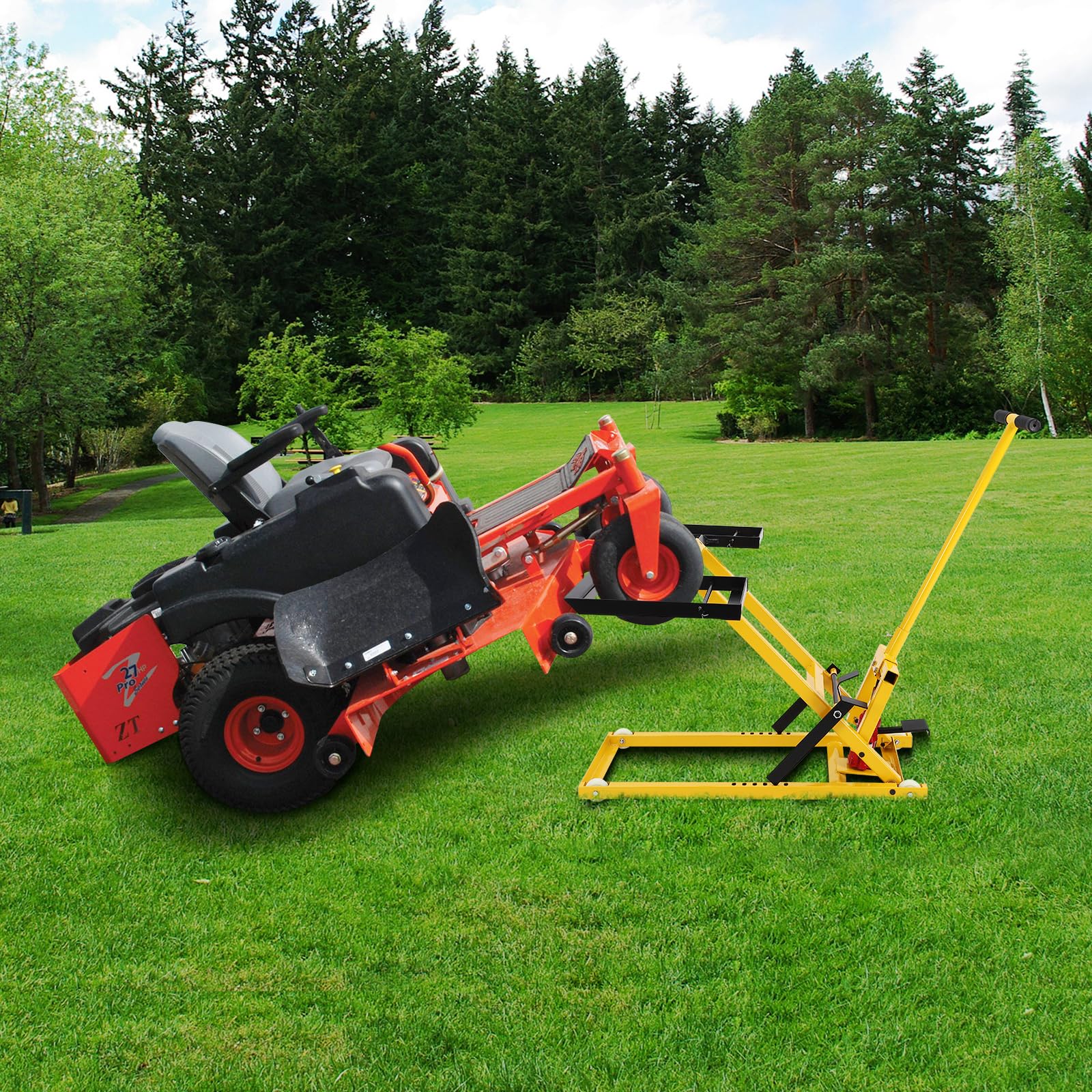 1787636666_knpPcVaT Lawn Mower - Lift with Hydraulic Jack - 26 Inches Lawn Mower Lift, Welded Solid Steel Construction, Weight Capacity 500 LBS, For Riding Lawn Mowers