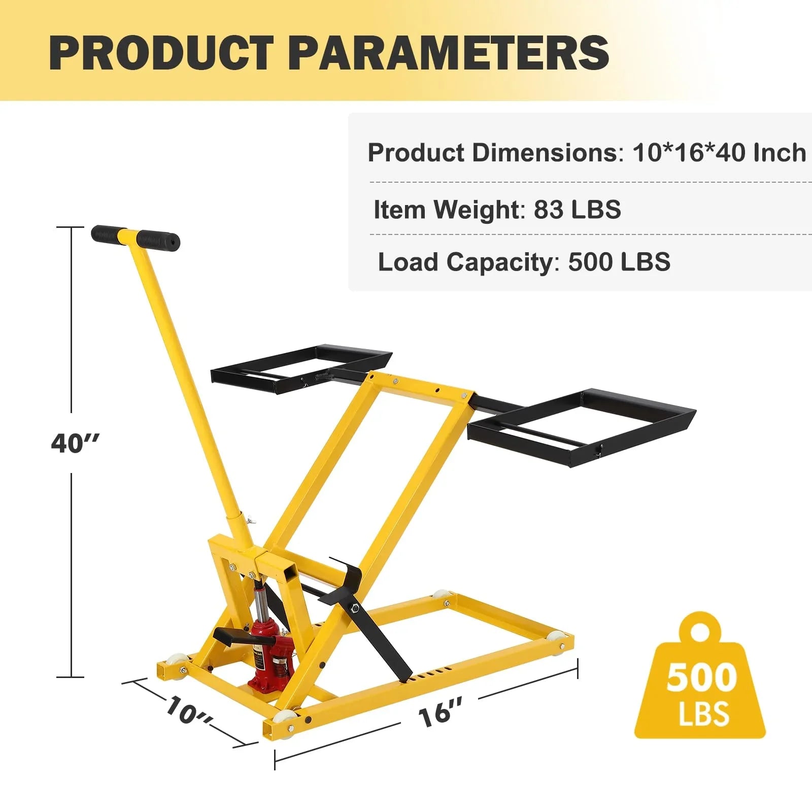 1787636671_pHT2dG3t Lawn Mower - Lift with Hydraulic Jack - 26 Inches Lawn Mower Lift, Welded Solid Steel Construction, Weight Capacity 500 LBS, For Riding Lawn Mowers