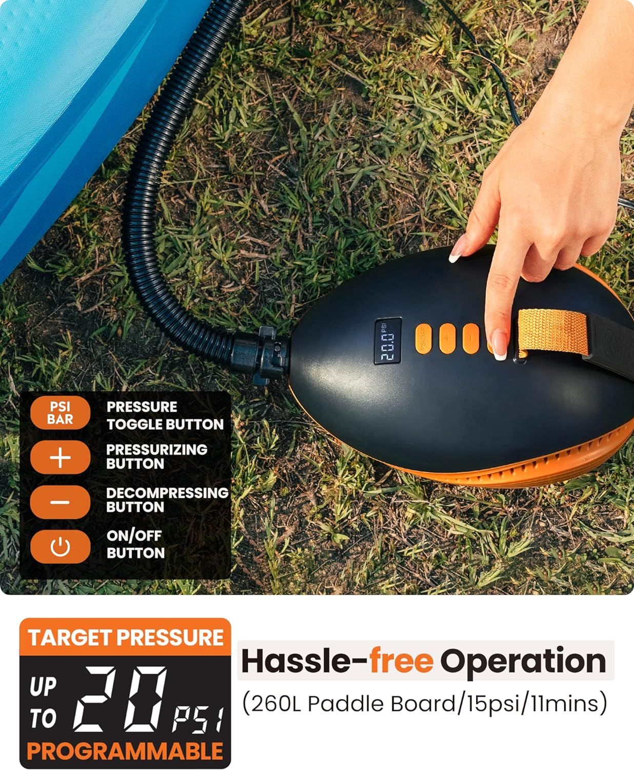 1787641666_cUy4pHLq Paddle Board - High Pressure, Pump Electric Dolphin -quick Portable SUP Air Pump - Auto-off and 12V DC Car Connector Electric Pump for Inflatable Stand Up