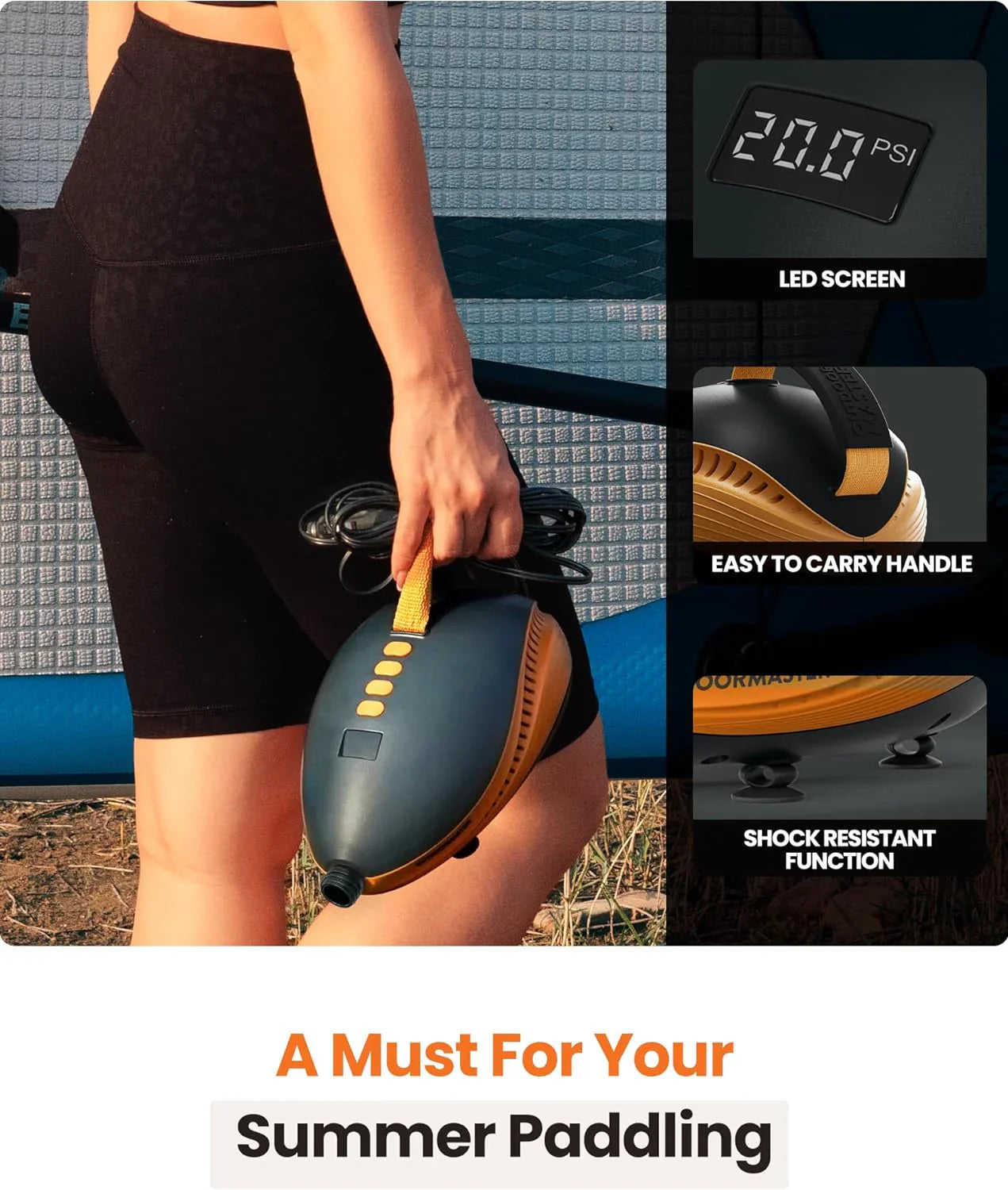 1787641680_kLhLMbeK Paddle Board - High Pressure, Pump Electric Dolphin -quick Portable SUP Air Pump - Auto-off and 12V DC Car Connector Electric Pump for Inflatable Stand Up