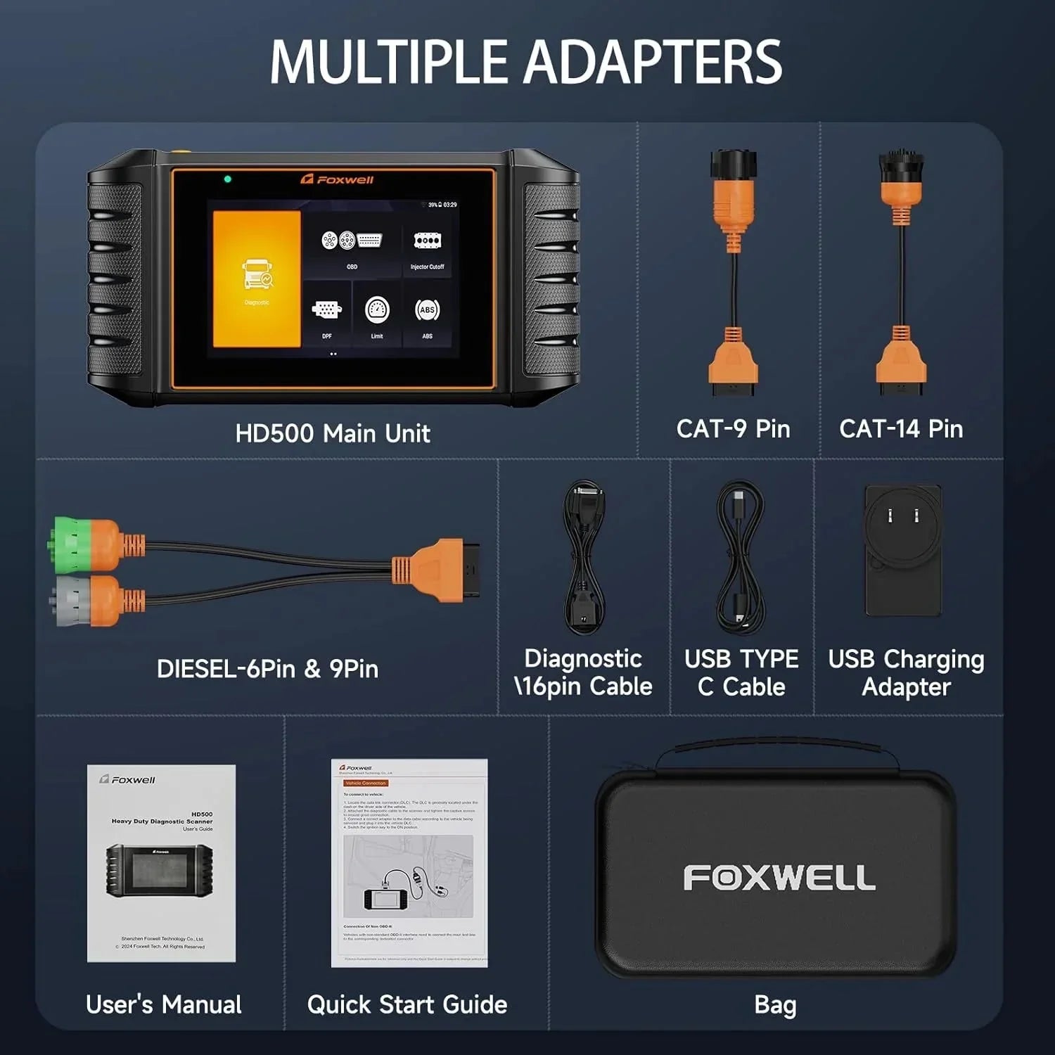 1787641957_mCWO0d9S Scanner - HD500 Heavy Duty Truck, Featuring DPF Regen/injector Cutoff/limit Setting - Full System Diesel Diagnostic Scan Tool for Cummins, Detroit