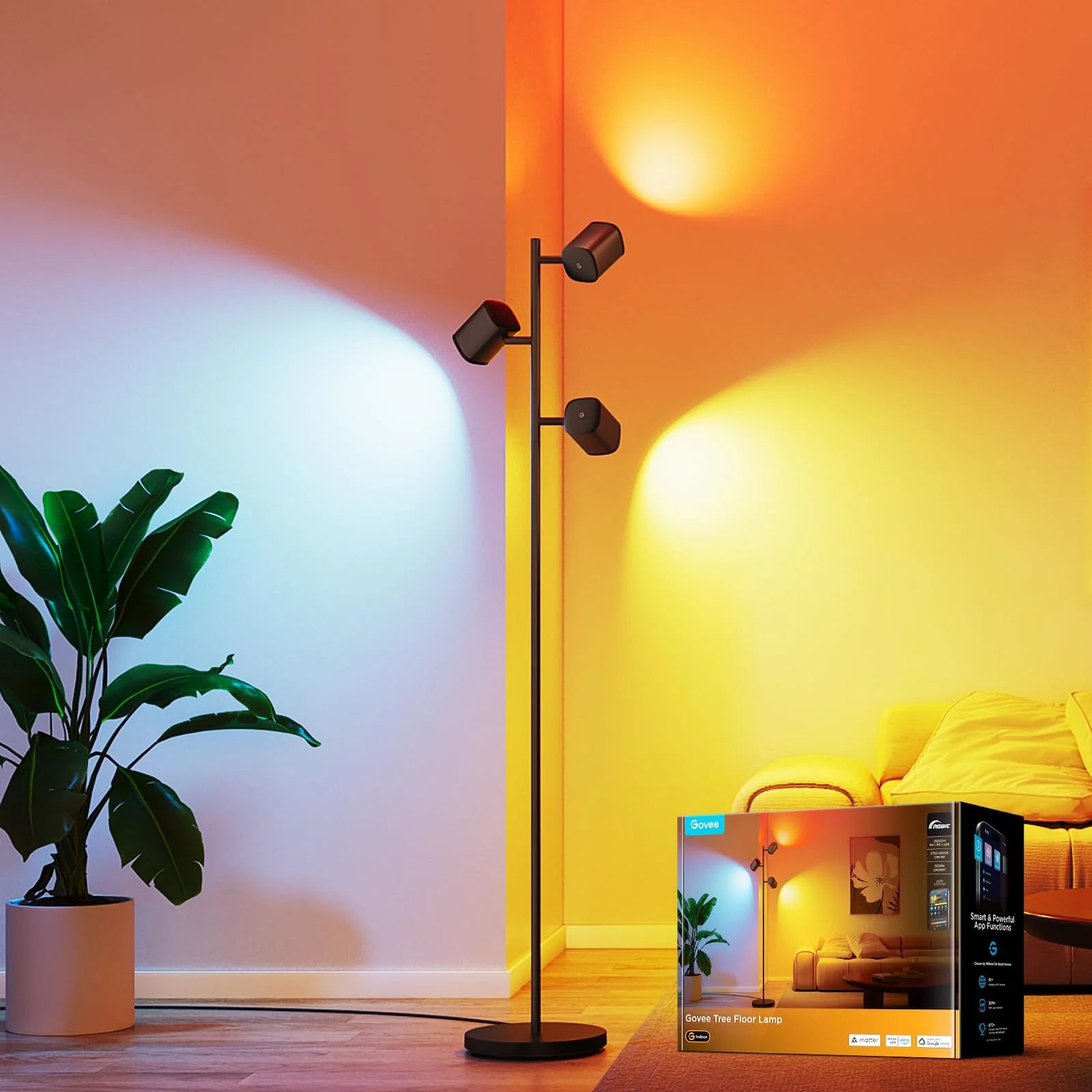 1787642985_TvIK7jl6 Tree lampa stojaca z Rotatable lampy i Music Sync