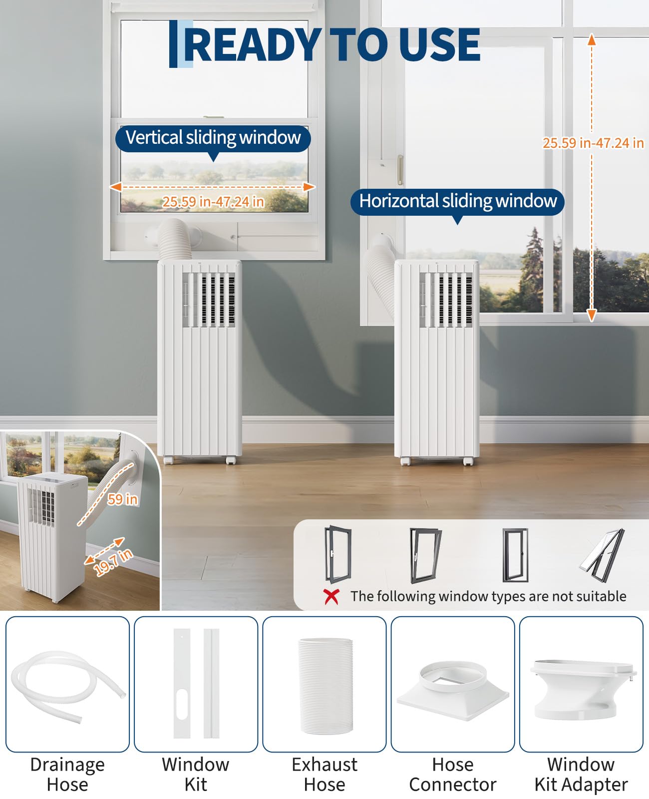 8000 BTU przenośny klimatyzator, Cools 350 Sq. ft