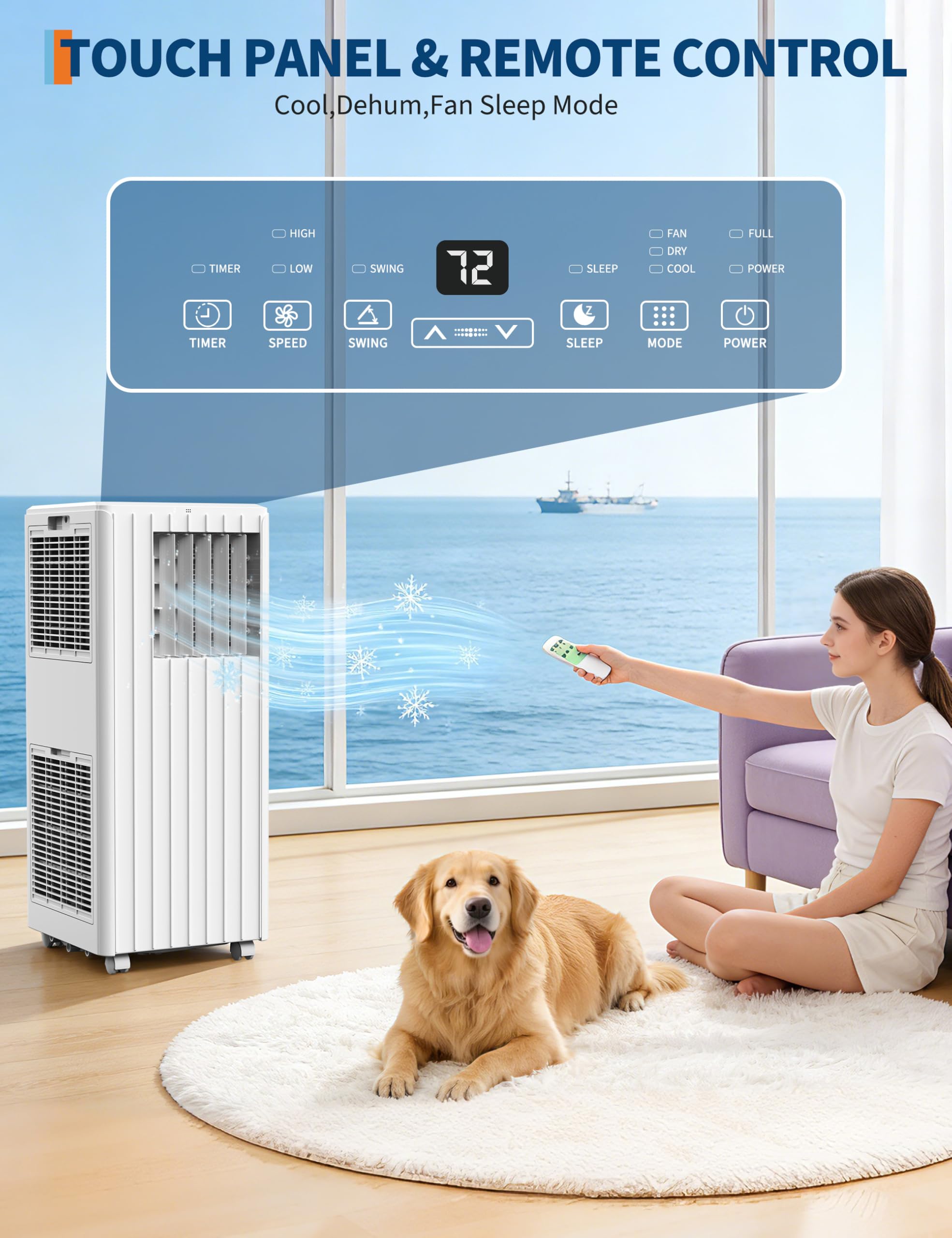 8000 BTU przenośny klimatyzator, Cools 350 Sq. ft